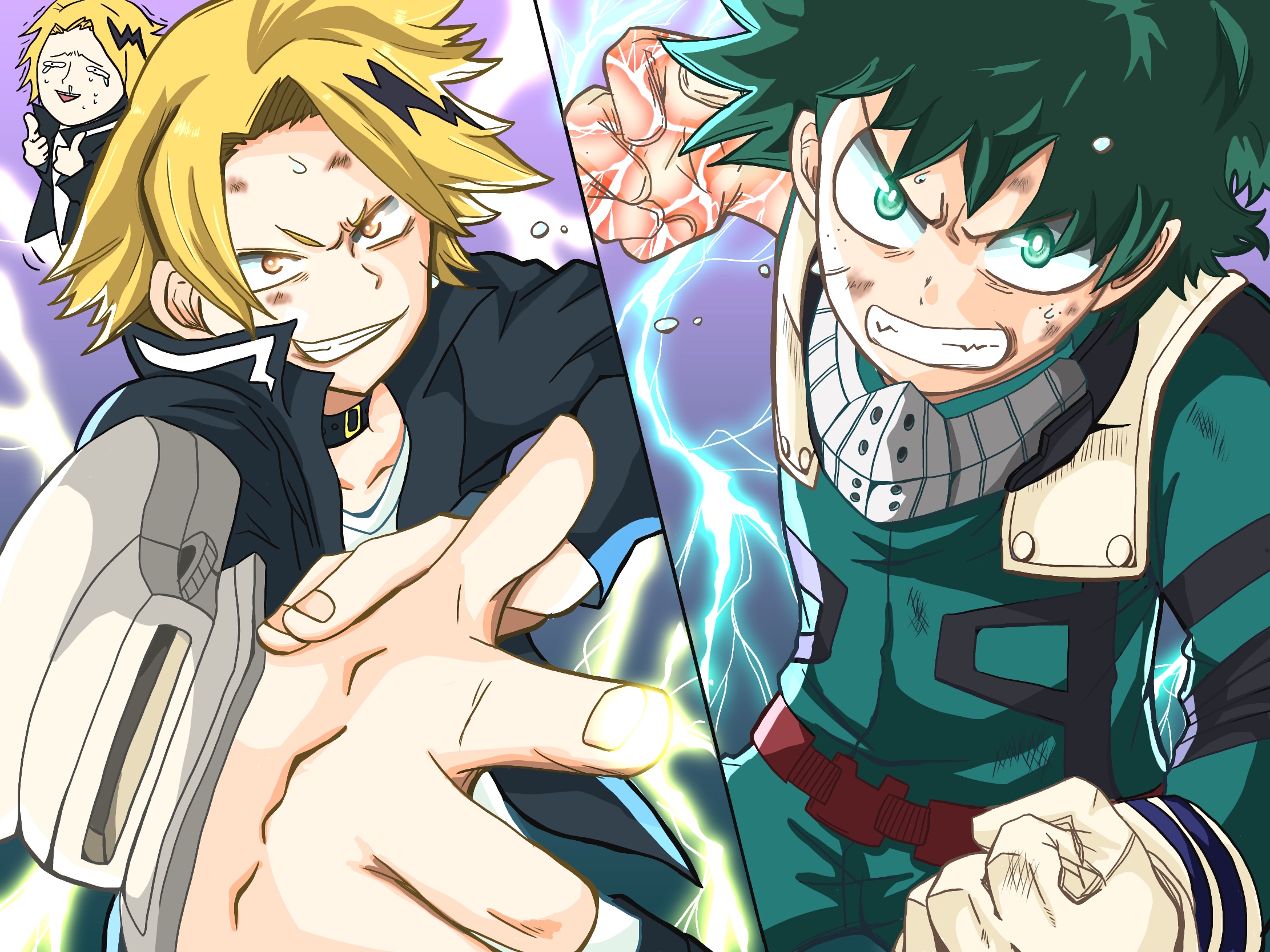 Baixe gratuitamente a imagem Anime, Izuku Midoriya, Minha Academia De Heróis, Denki Kaminari na área de trabalho do seu PC