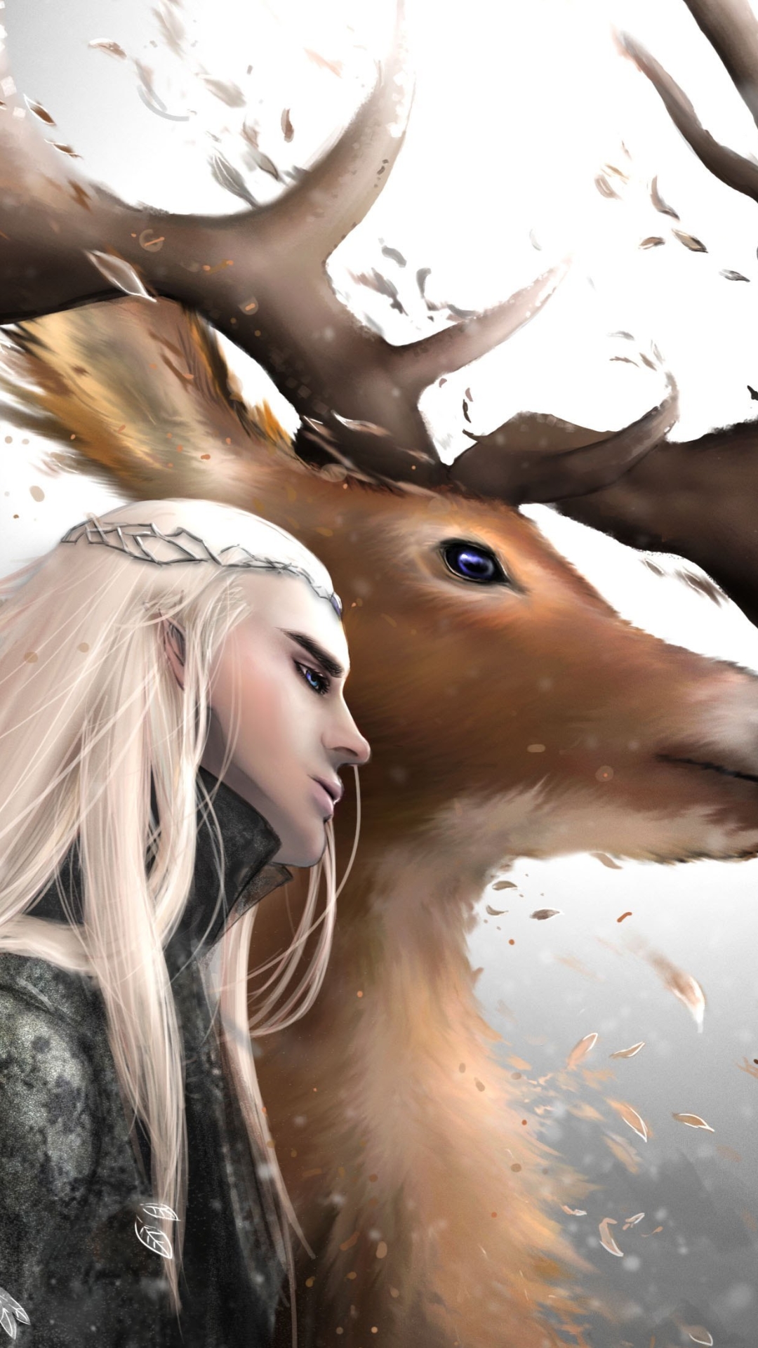 fantasy, lord of the rings, antler, deer, white hair, elf, the lord of the rings