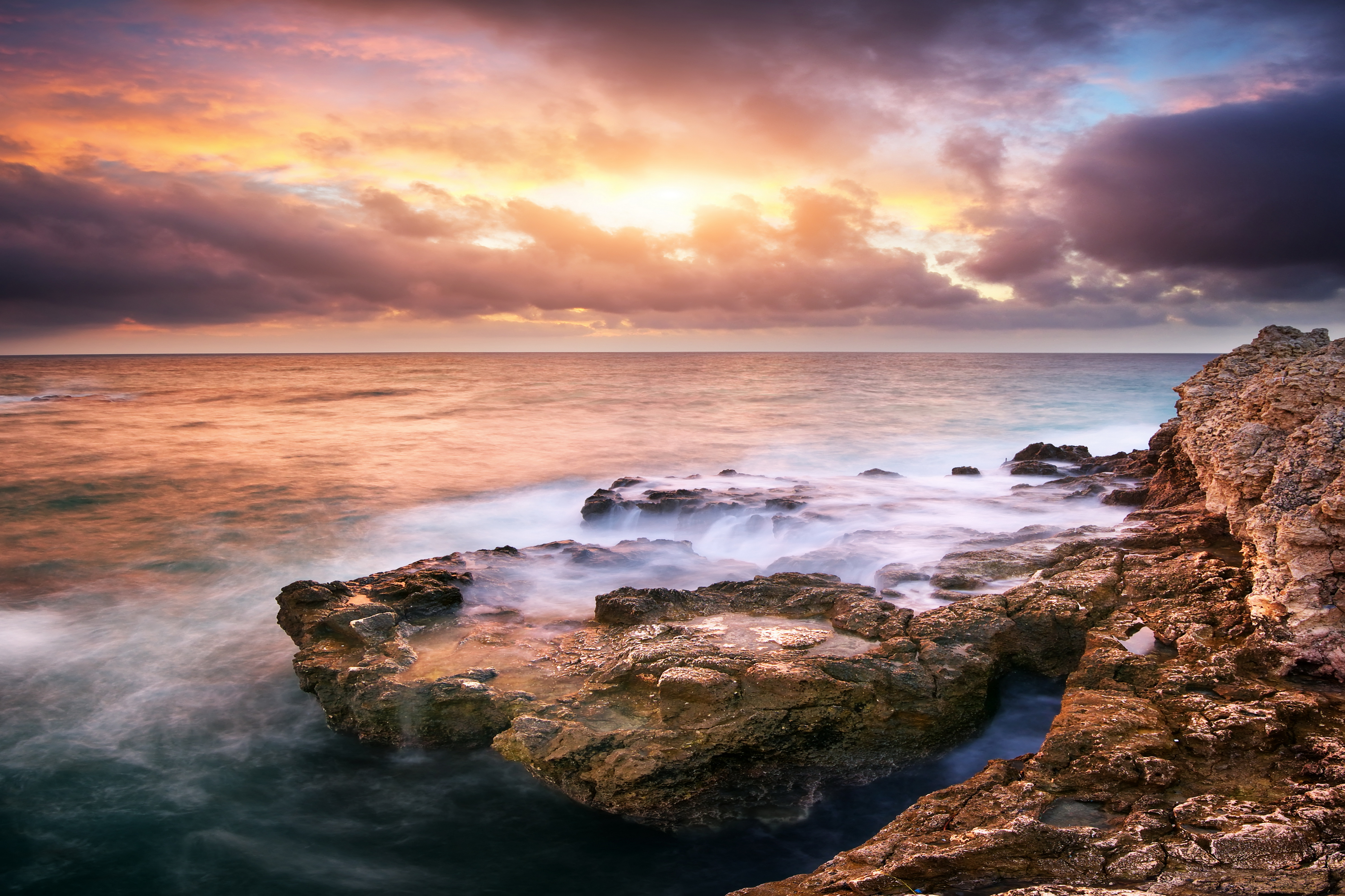 Descarga gratuita de fondo de pantalla para móvil de Naturaleza, Horizonte, Océano, Nube, Atardecer, Tierra/naturaleza.