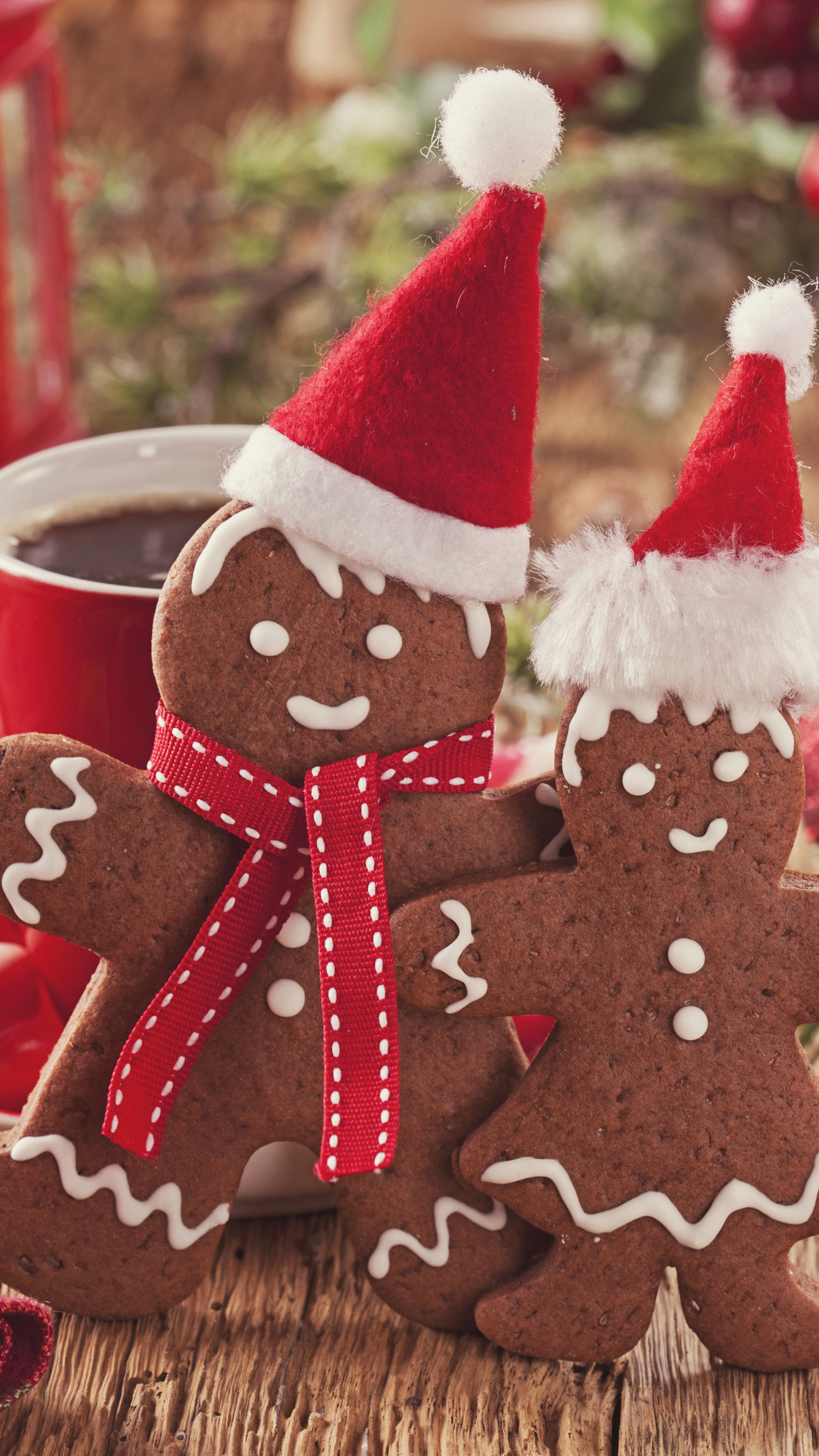 Download mobile wallpaper Christmas, Holiday, Gingerbread, Cookie, Santa Hat for free.