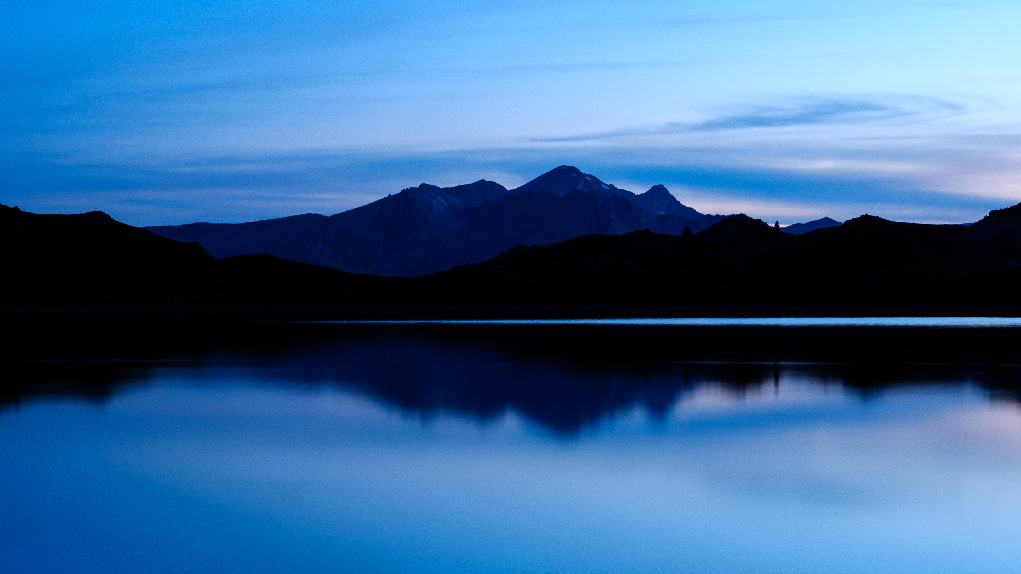 Download mobile wallpaper Dusk, Nature, Mountain, Twilight, Lake, Landscape, Dark for free.