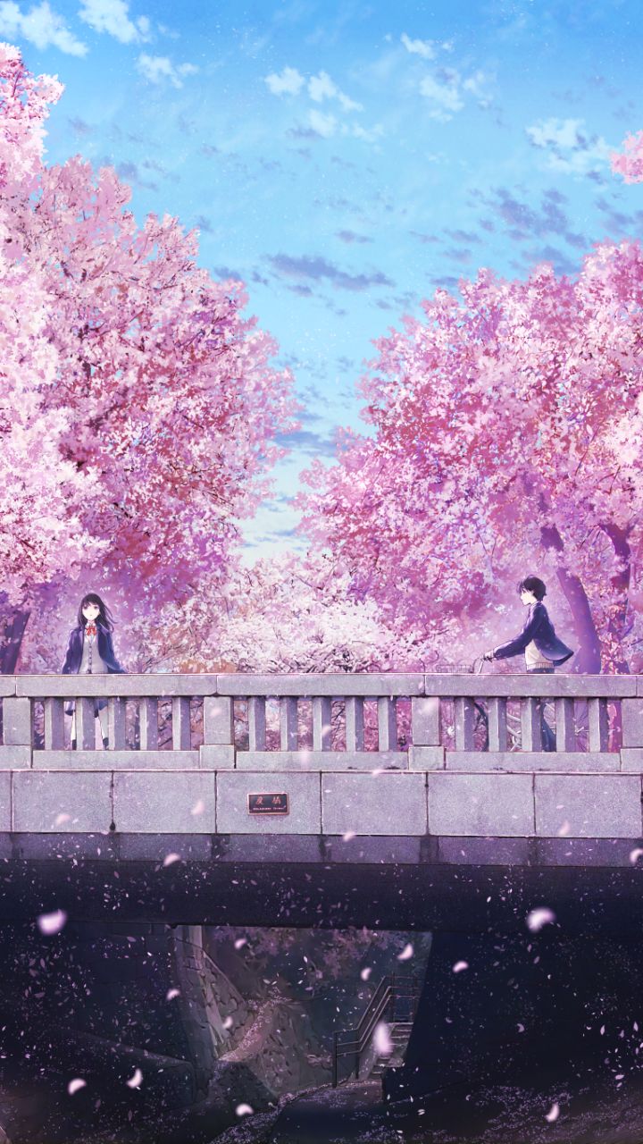 Handy-Wallpaper Liebe, Sakura, Blume, Animes kostenlos herunterladen.