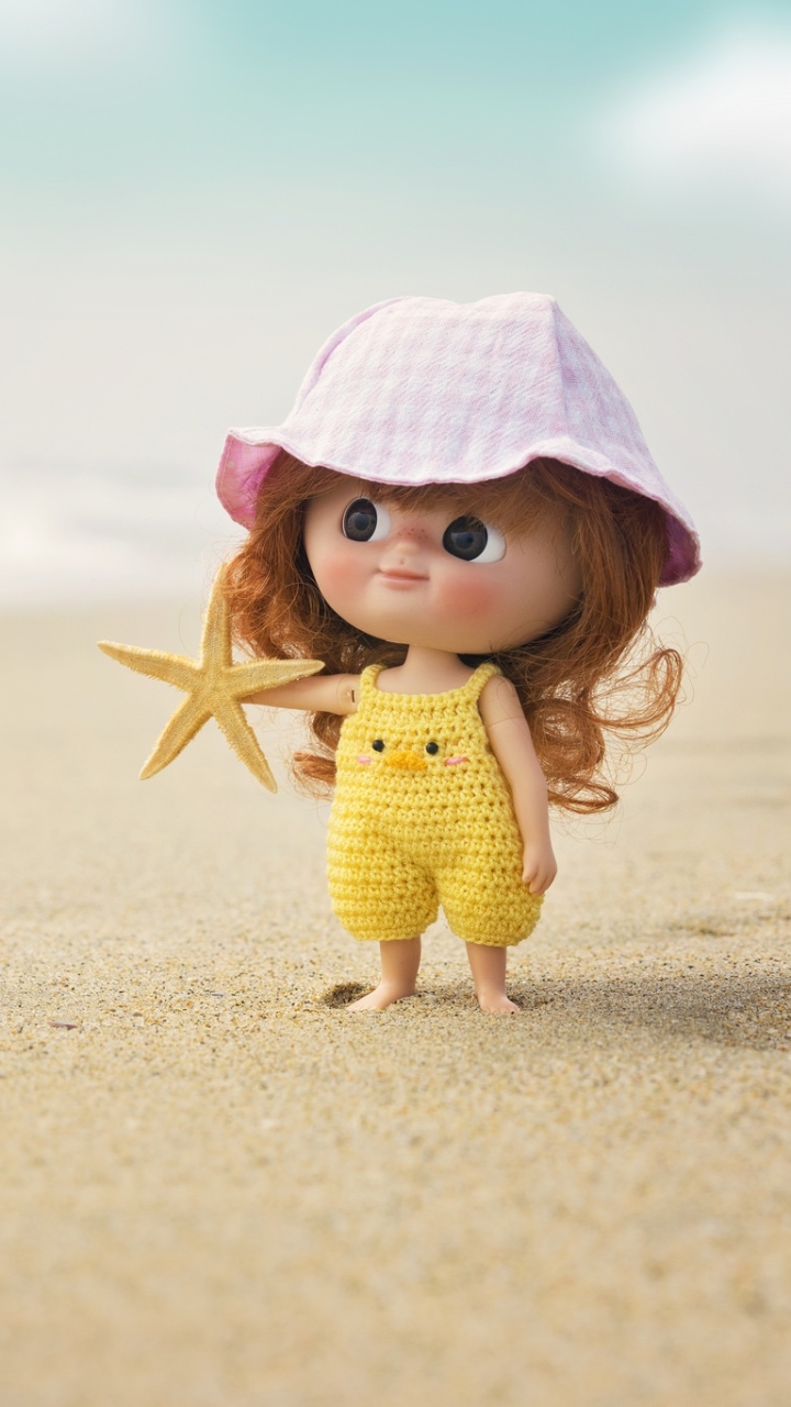 Download mobile wallpaper Beach, Sand, Starfish, Doll, Man Made for free.