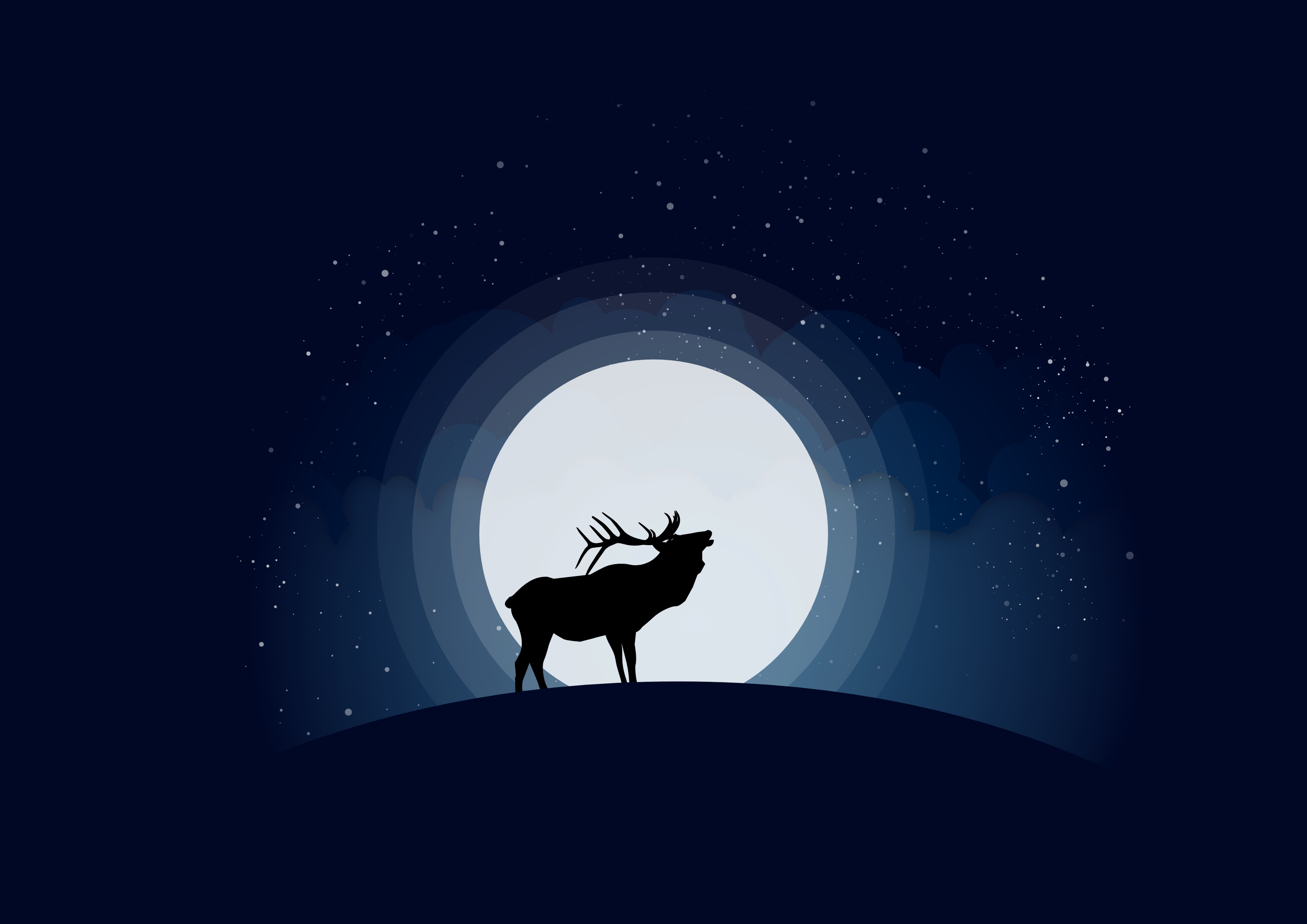 Free download wallpaper Deer, Moon, Vector on your PC desktop