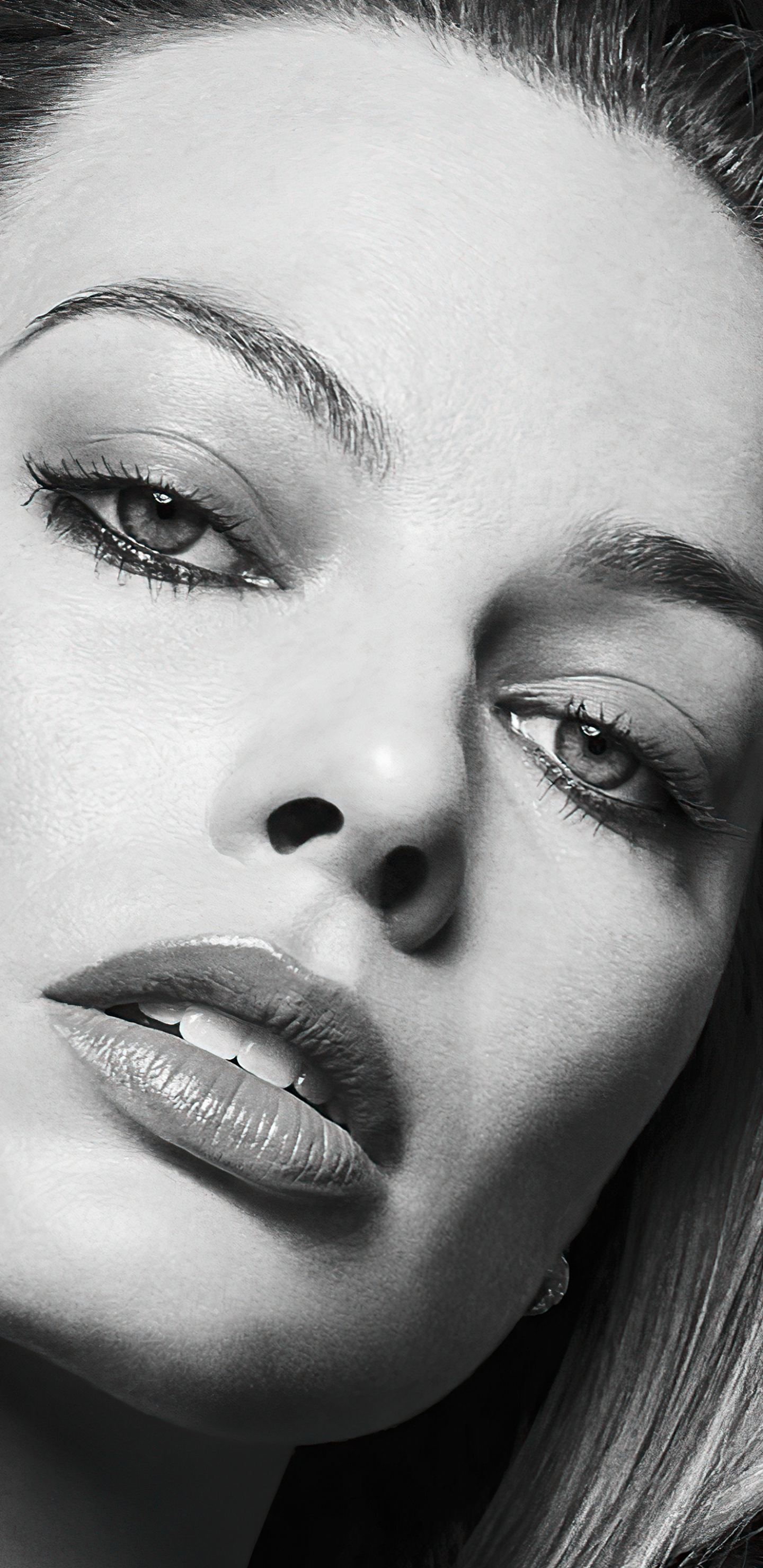 Download mobile wallpaper Face, Celebrity, Black & White, Actress, Australian, Margot Robbie for free.