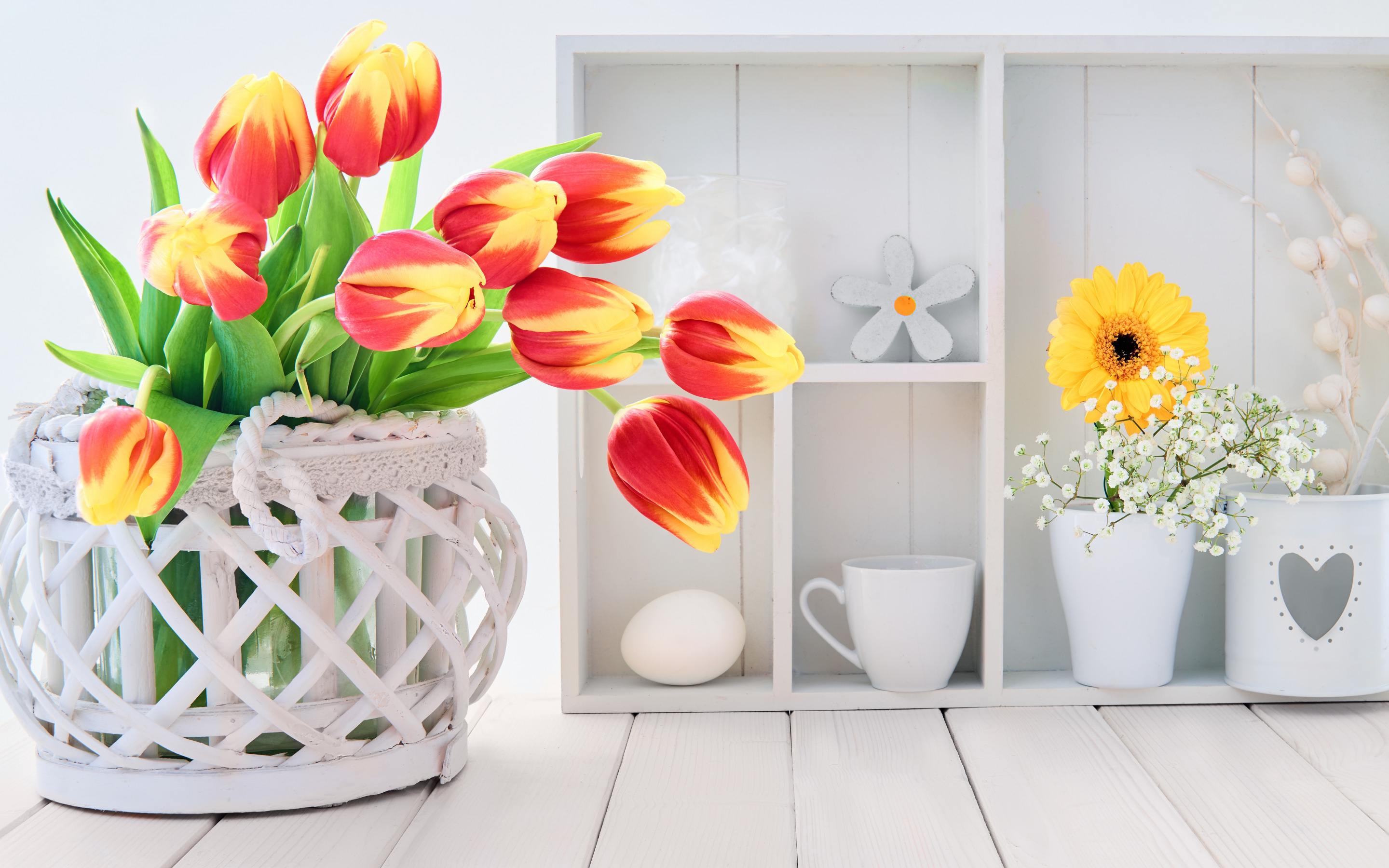 Download mobile wallpaper Still Life, Flower, Bouquet, Basket, Tulip, Photography for free.