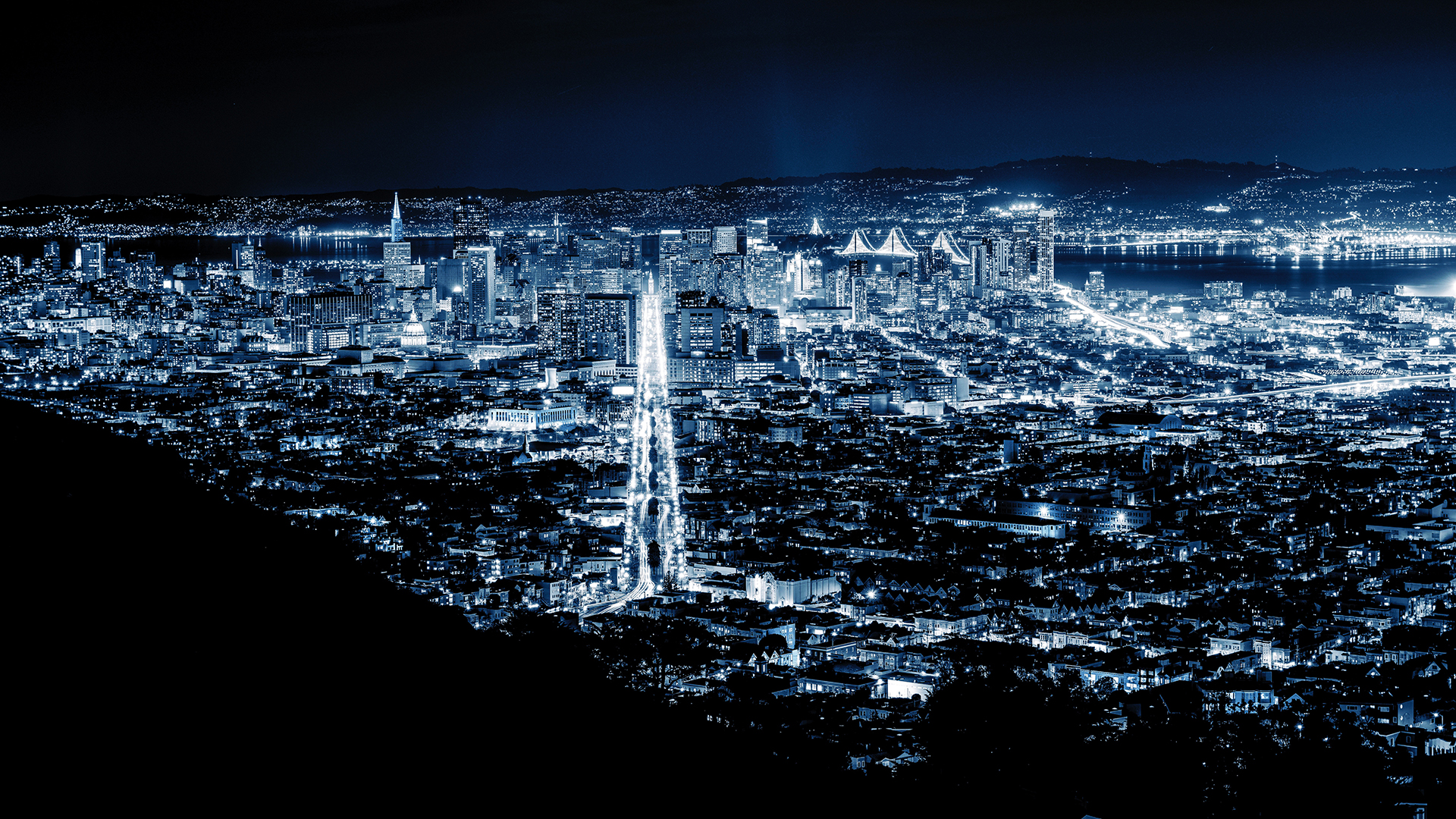 Скачать обои бесплатно Города, Ночь, Город, Свет, Здание, Городской Пейзаж, Сан Франциско, Сделано Человеком картинка на рабочий стол ПК