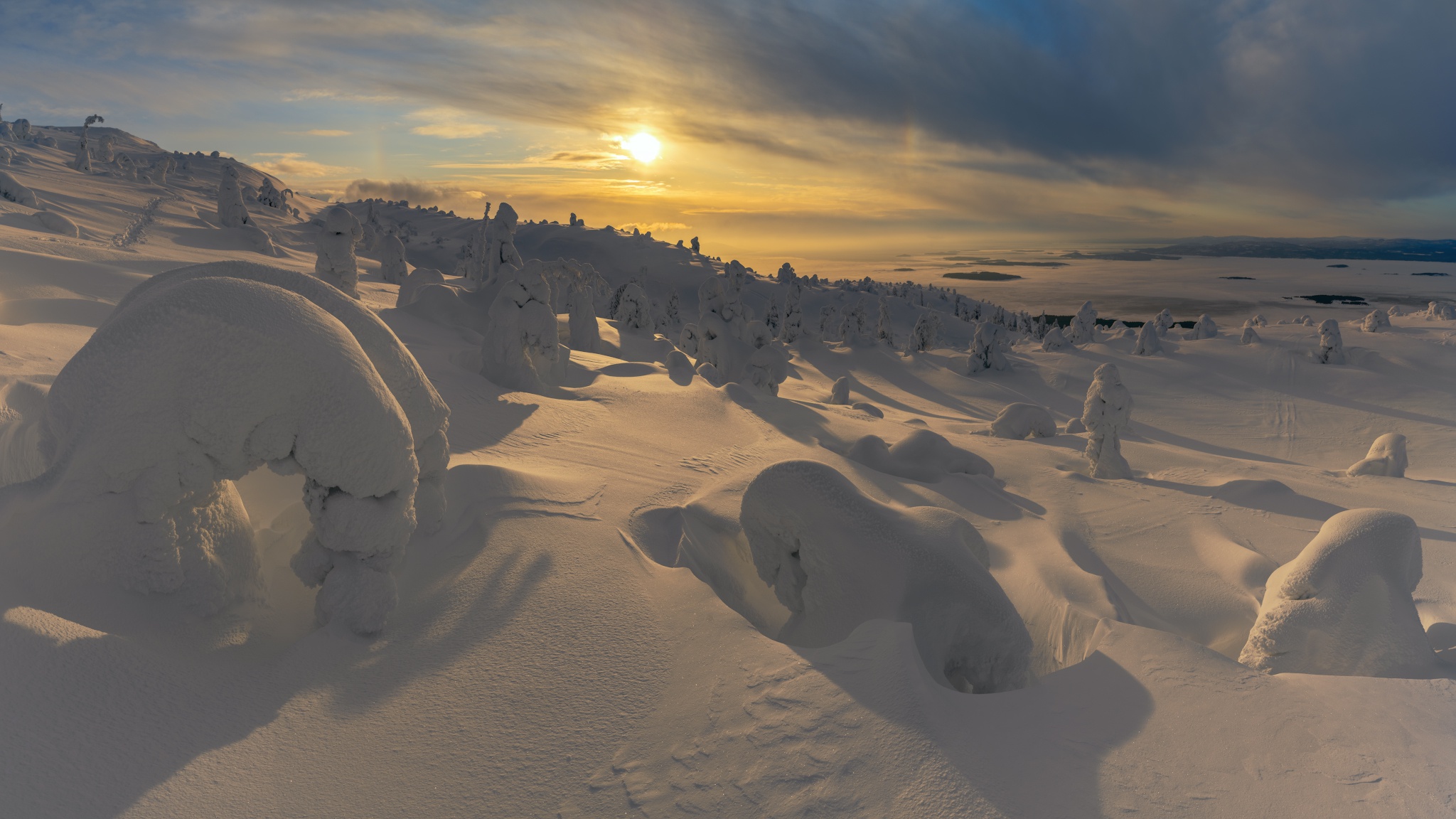 Free download wallpaper Landscape, Winter, Nature, Snow, Sunrise, Earth on your PC desktop