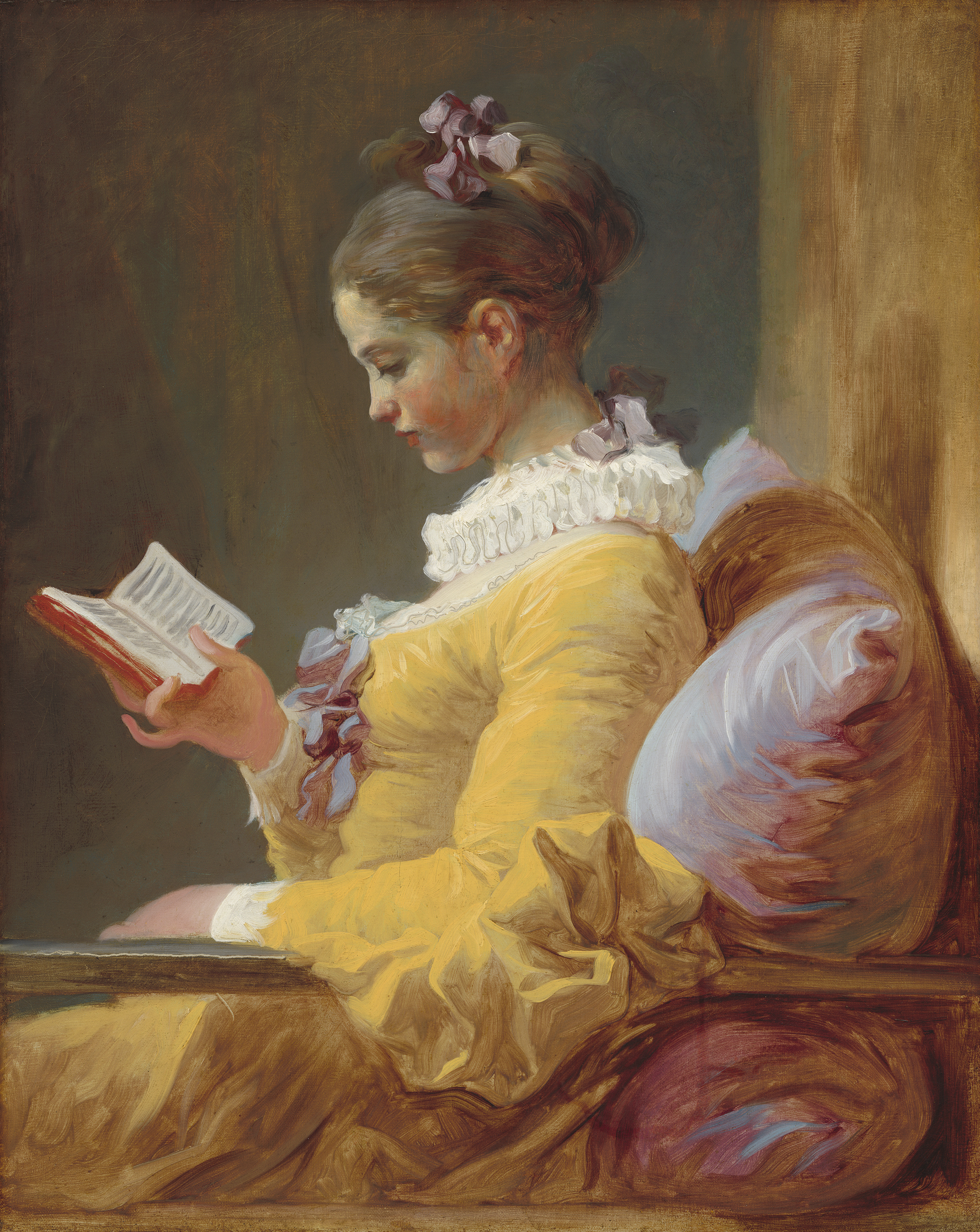 art, canvas, oil, girl, book, jean honore fragonard, young girl reading, reading young girl, butter