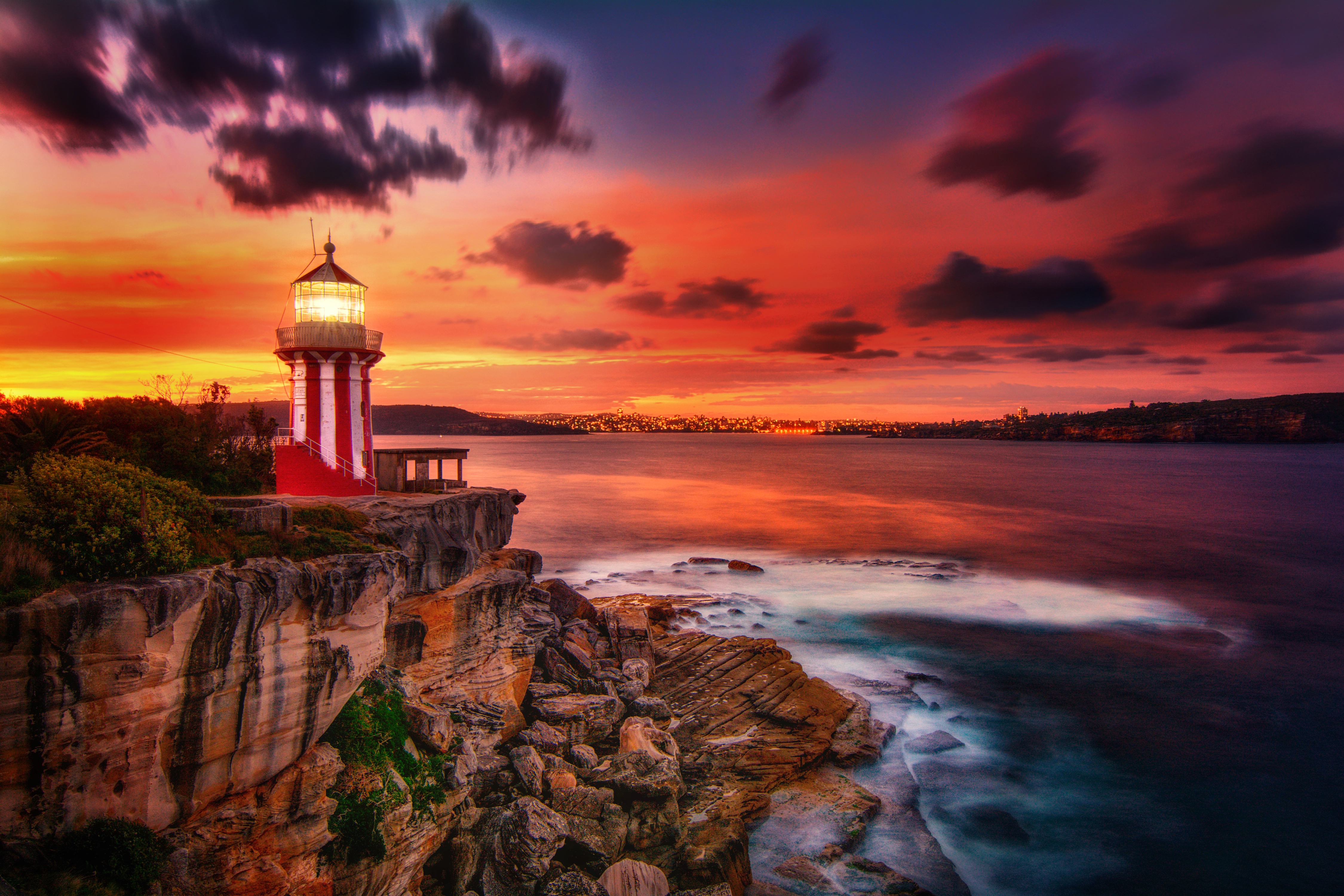 Laden Sie das Leuchtturm, Australien, Sonnenuntergang, Menschengemacht, Hornby Leuchtturm-Bild kostenlos auf Ihren PC-Desktop herunter