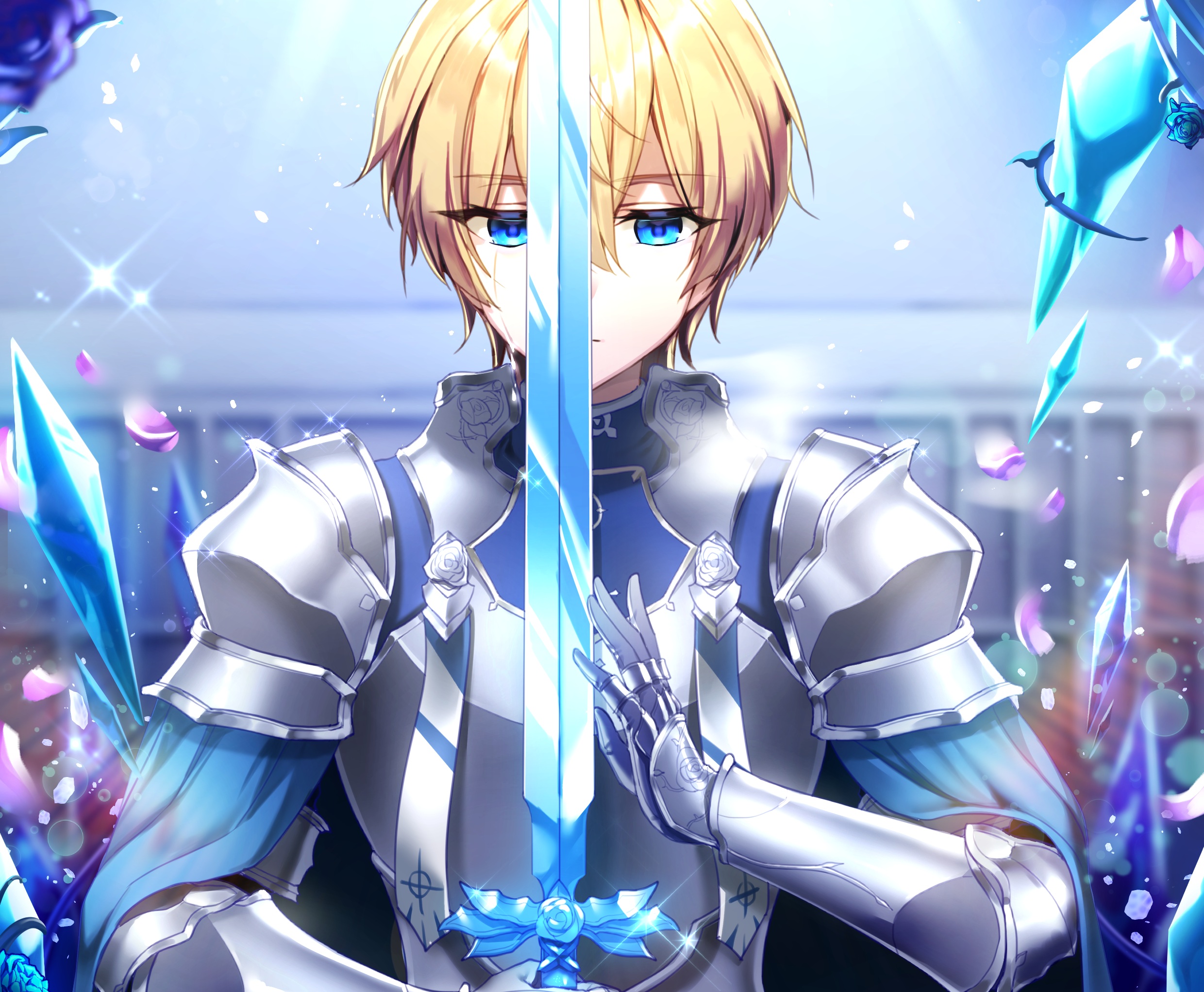 Download mobile wallpaper Anime, Sword Art Online, Blonde, Armor, Sword, Blue Eyes, Sword Art Online: Alicization, Eugeo (Sword Art Online) for free.