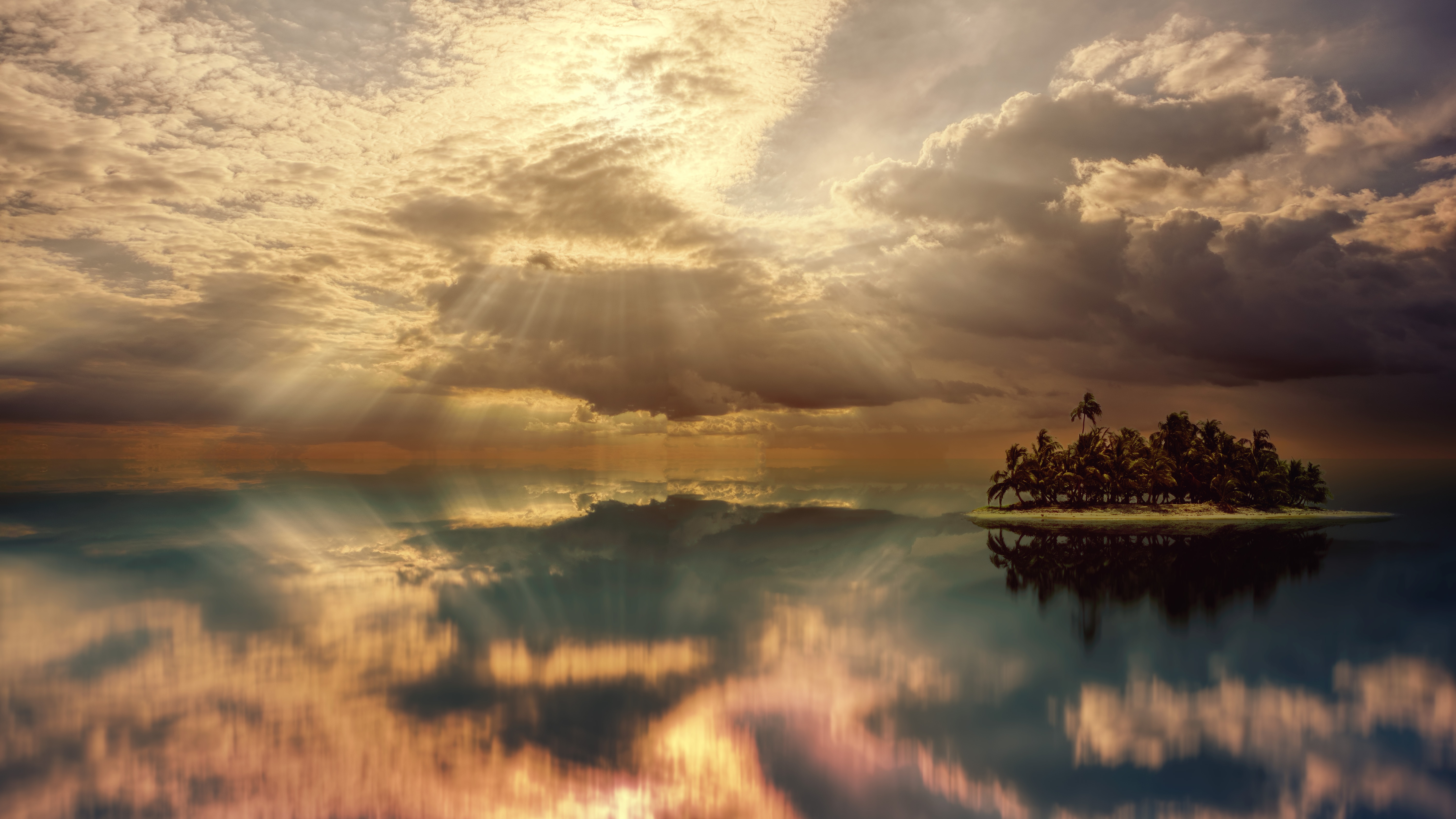 Free download wallpaper Nature, Horizon, Reflection, Earth, Island, Cloud, Sunbeam on your PC desktop