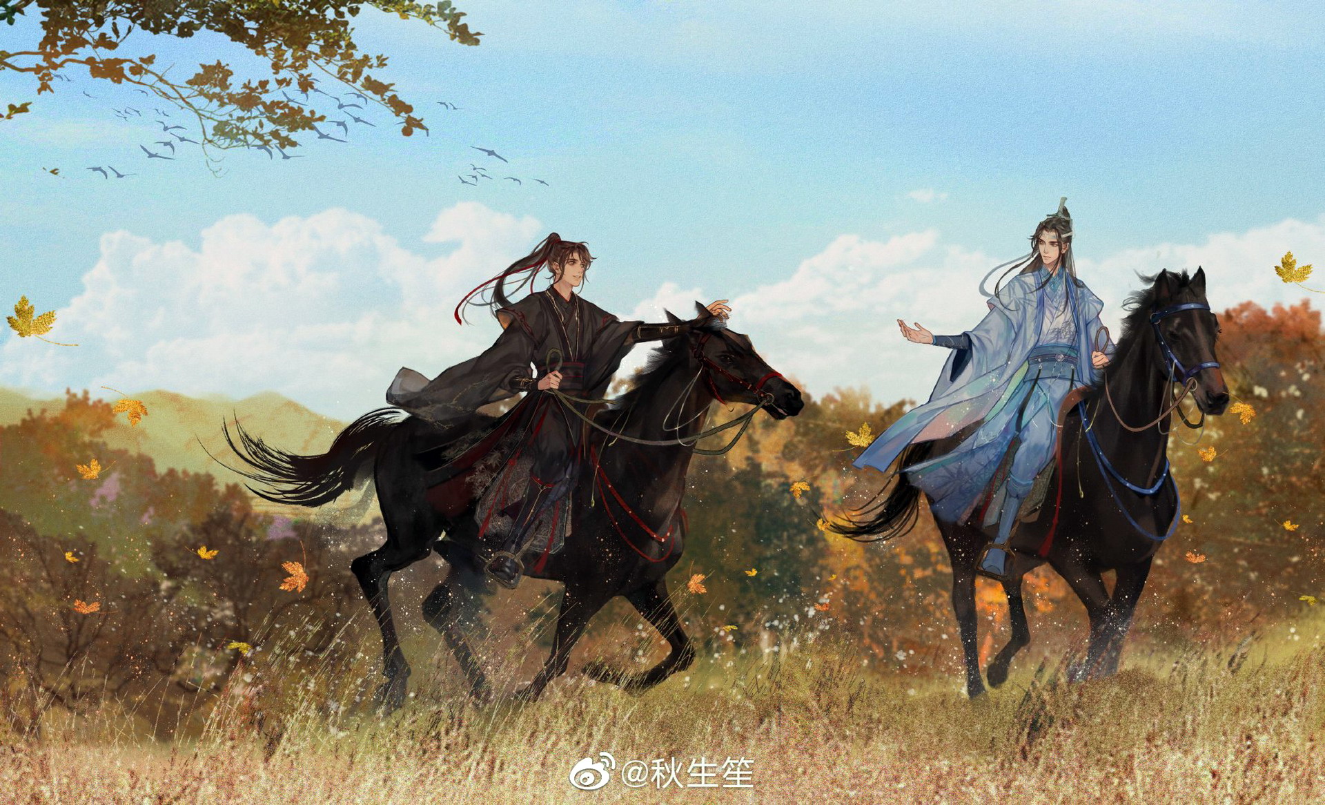 Baixar papel de parede para celular de Anime, Cavalo, Lan Zhan, Wei Ying, Lan Wangji, Wei Wuxian, Mo Dao Zu Shi gratuito.