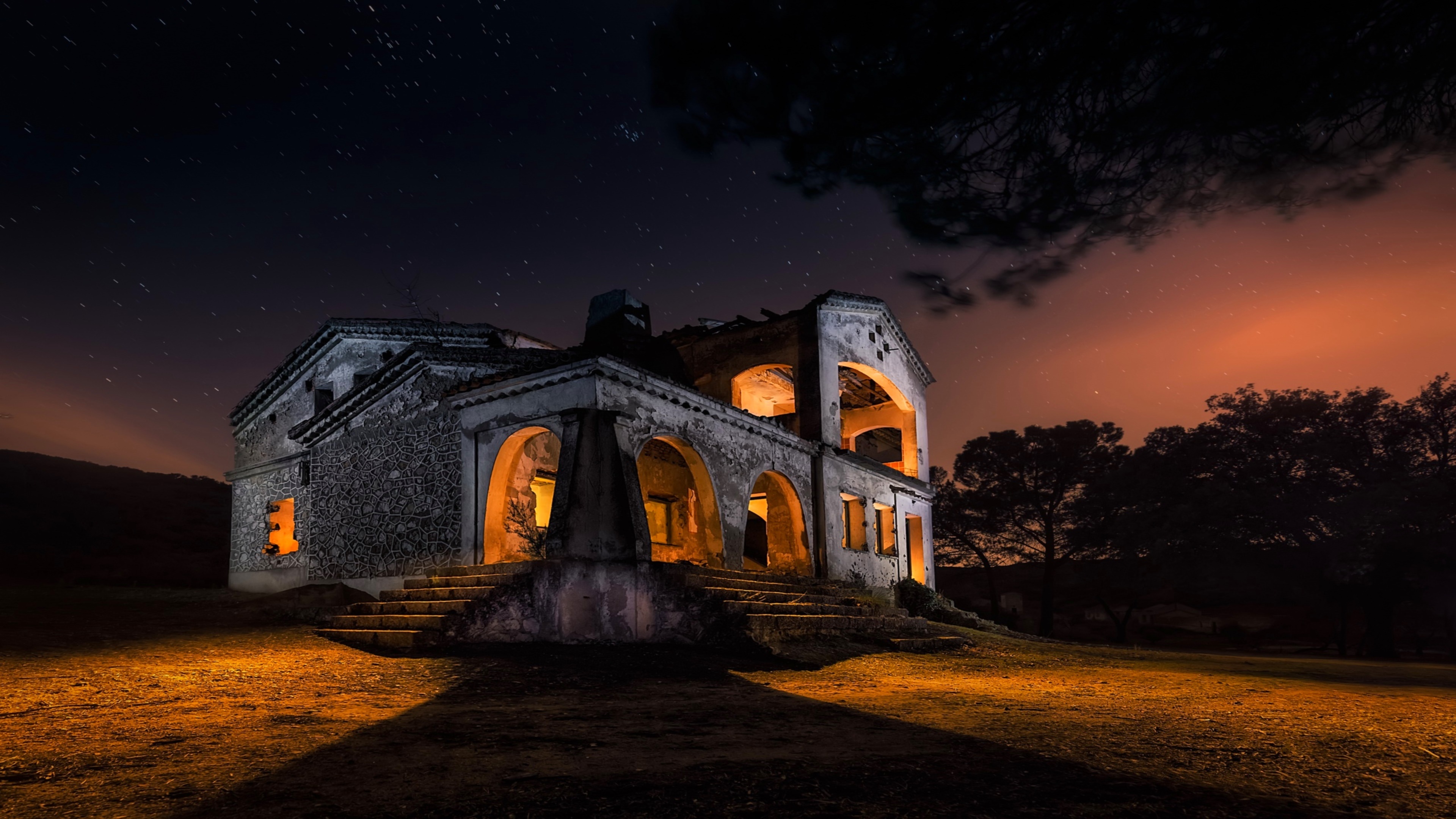 Baixe gratuitamente a imagem Noite, Estrada, Casa, Feito Pelo Homem na área de trabalho do seu PC