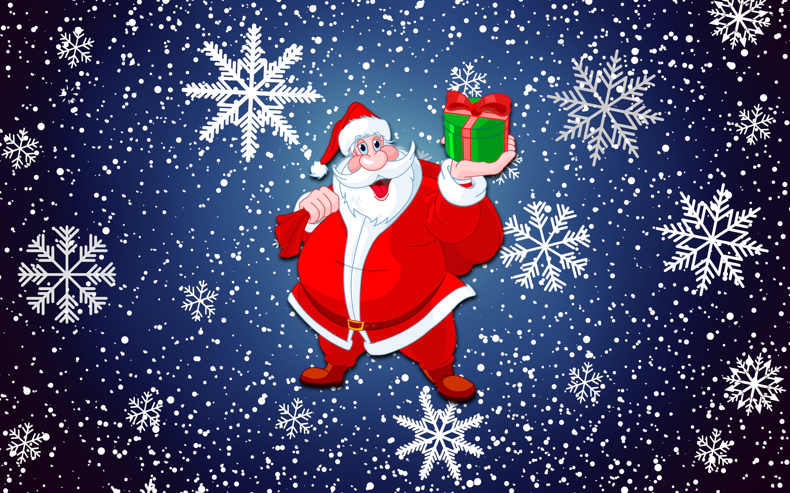 Завантажити шпалери безкоштовно Різдво, Свято, Подарунок, Сніжинка, Санта картинка на робочий стіл ПК