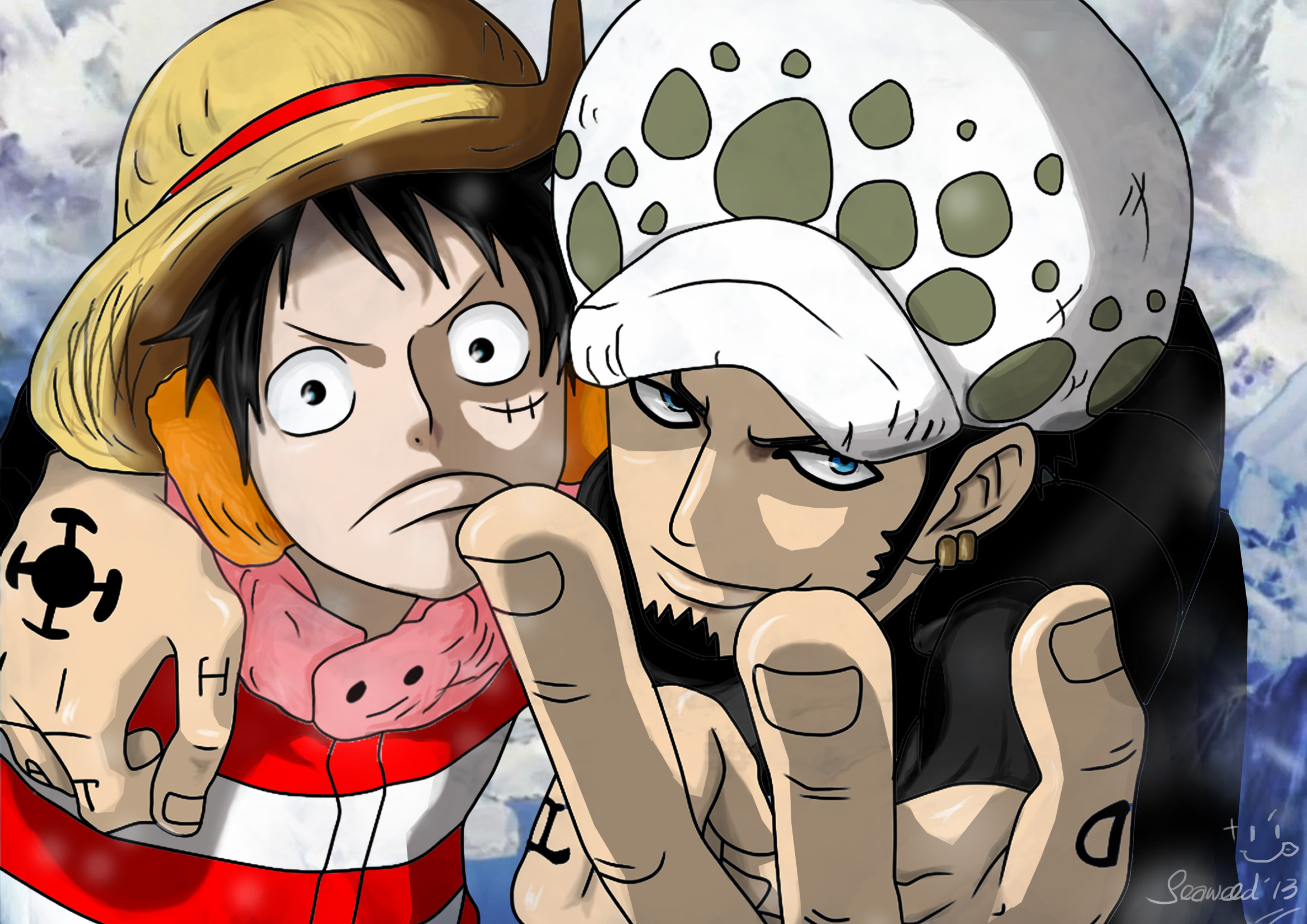 Laden Sie das Animes, One Piece, Affe D Luffy, Trafalgar Gesetz-Bild kostenlos auf Ihren PC-Desktop herunter