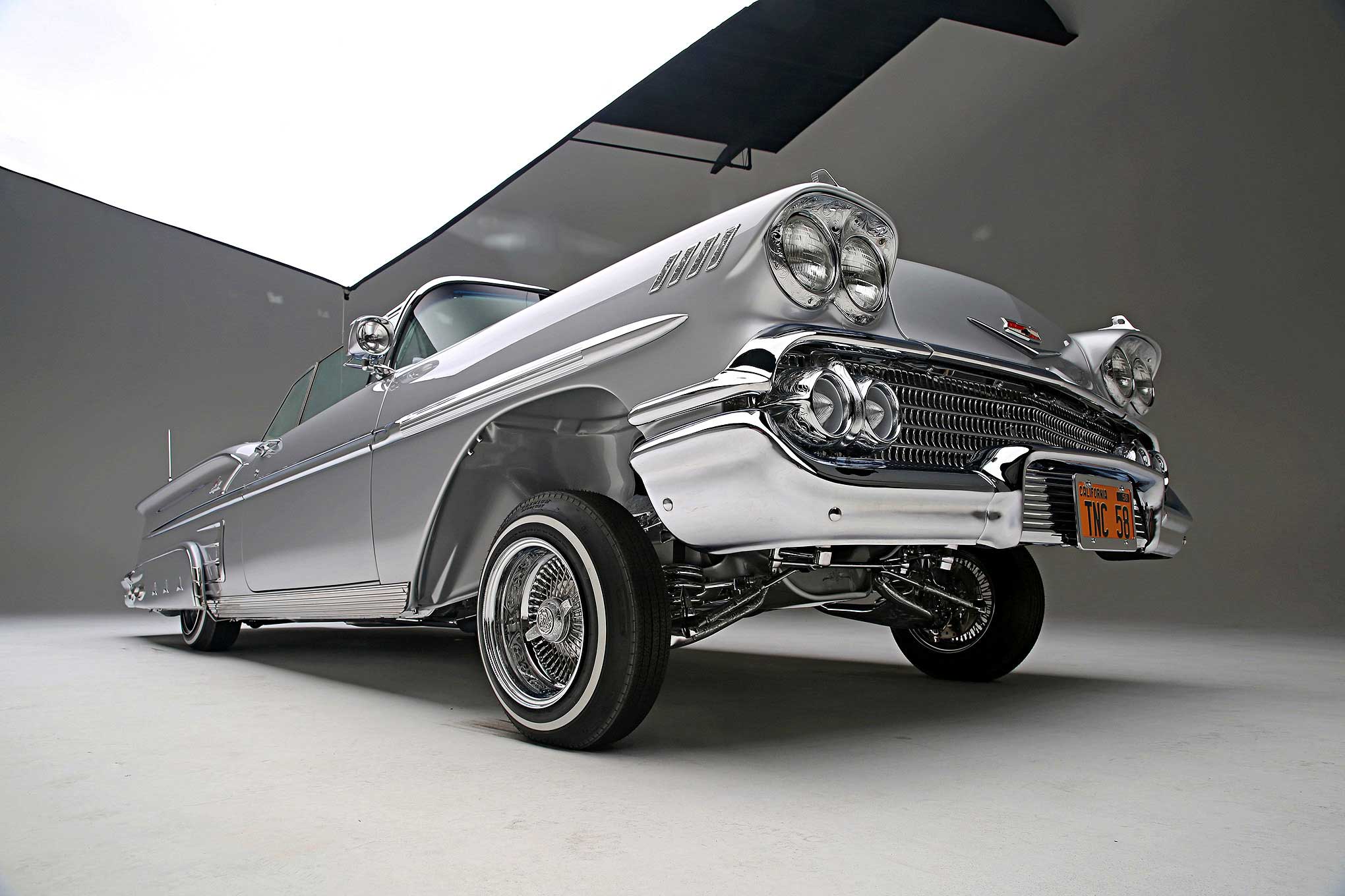 1501468 Hintergrundbild herunterladen fahrzeuge, chevrolet impala cabrio von 1958, lowrider, chevrolet impala cabrio - Bildschirmschoner und Bilder kostenlos