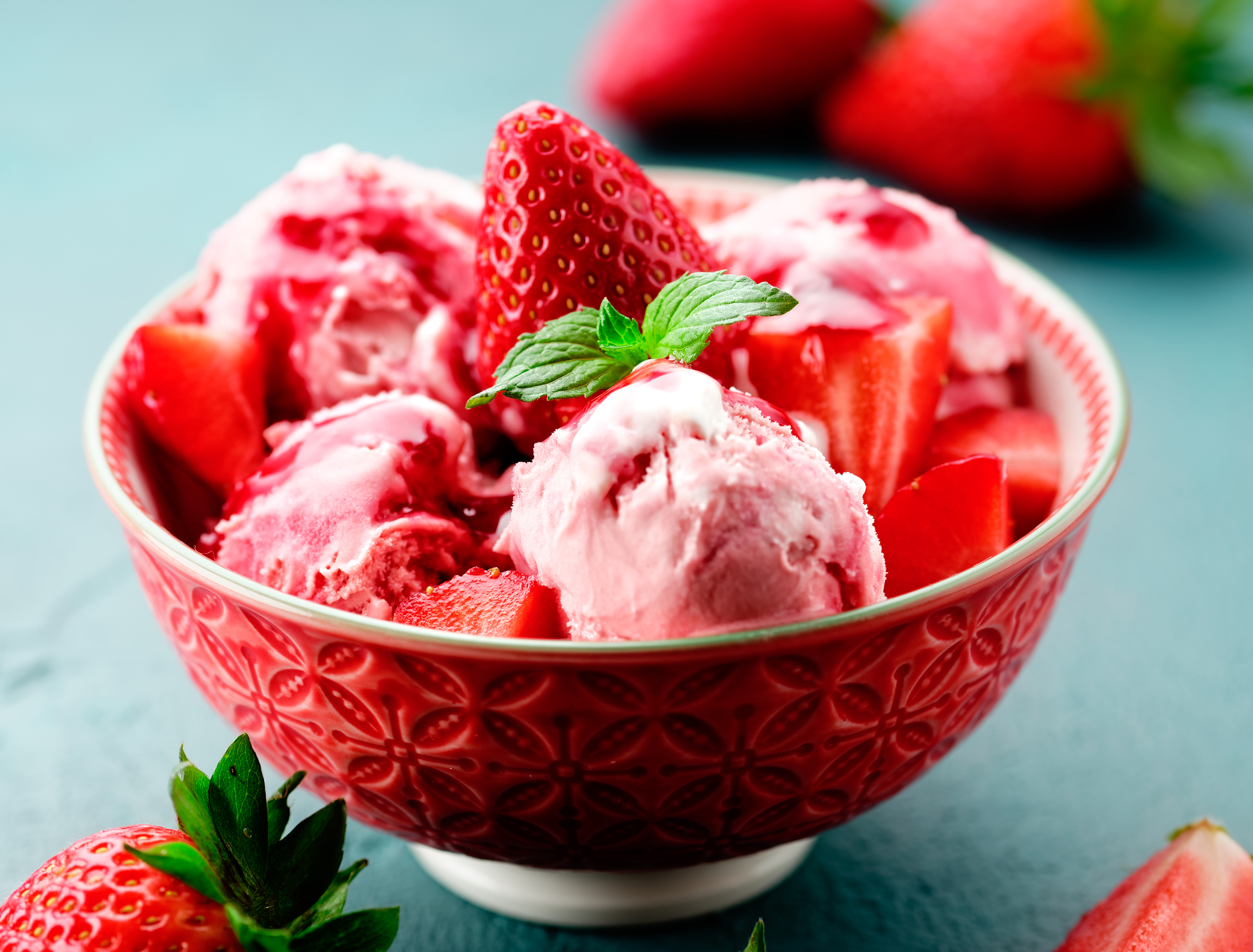 Free download wallpaper Food, Strawberry, Ice Cream, Berry, Fruit on your PC desktop