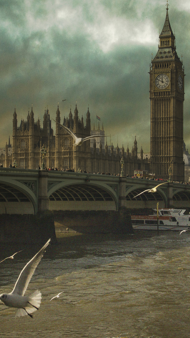 Download mobile wallpaper Cities, London, Big Ben, Bridge, Seagull, Man Made, London Bridge for free.