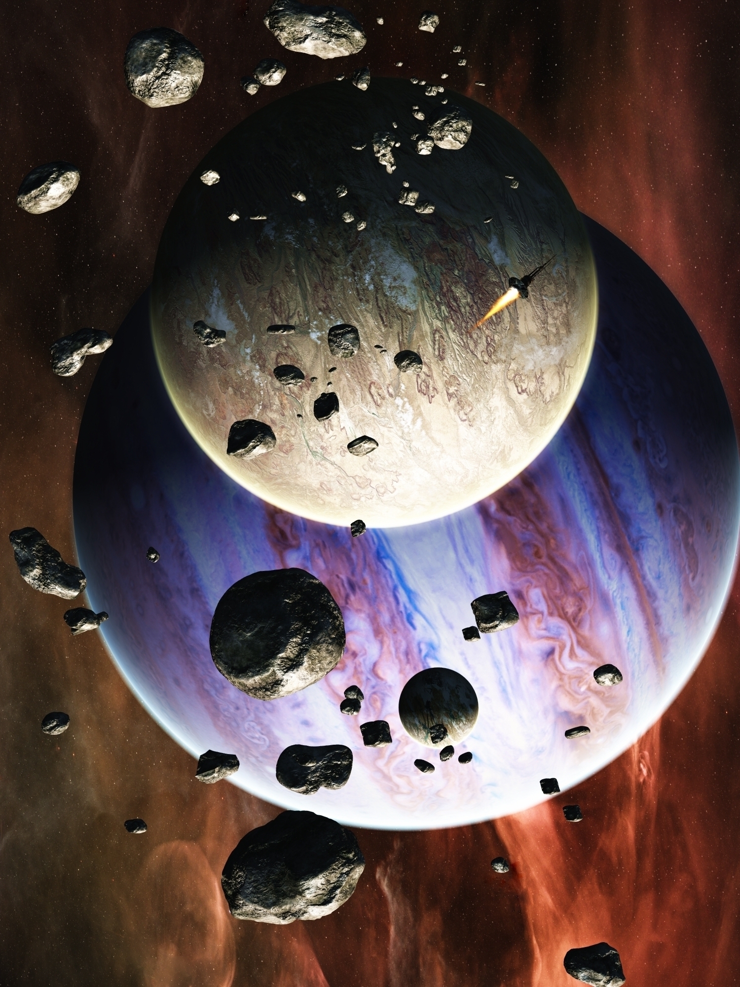 87679 скачать обои метеориты, ракета, космос, планеты - заставки и картинки бесплатно