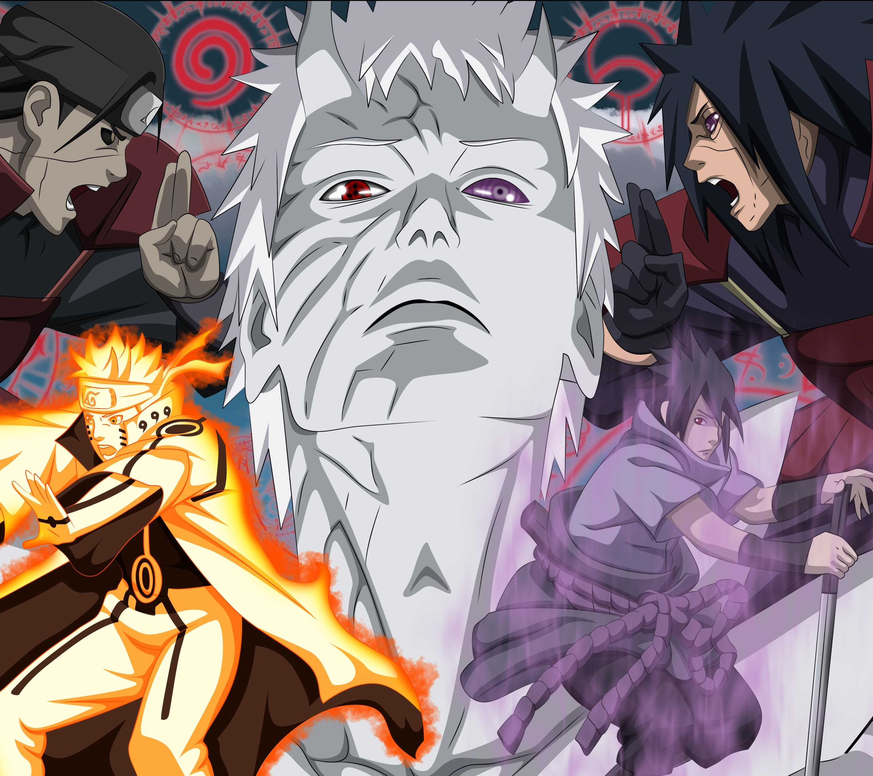 Descarga gratuita de fondo de pantalla para móvil de Naruto, Animado, Sasuke Uchiha, Naruto Uzumaki, Hashirama Senju, Madara Uchiha, Obito Uchiha.