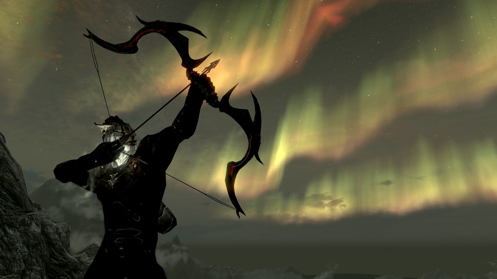 Download mobile wallpaper Archer, The Elder Scrolls V: Skyrim, Skyrim, The Elder Scrolls, Aurora Borealis, Video Game for free.