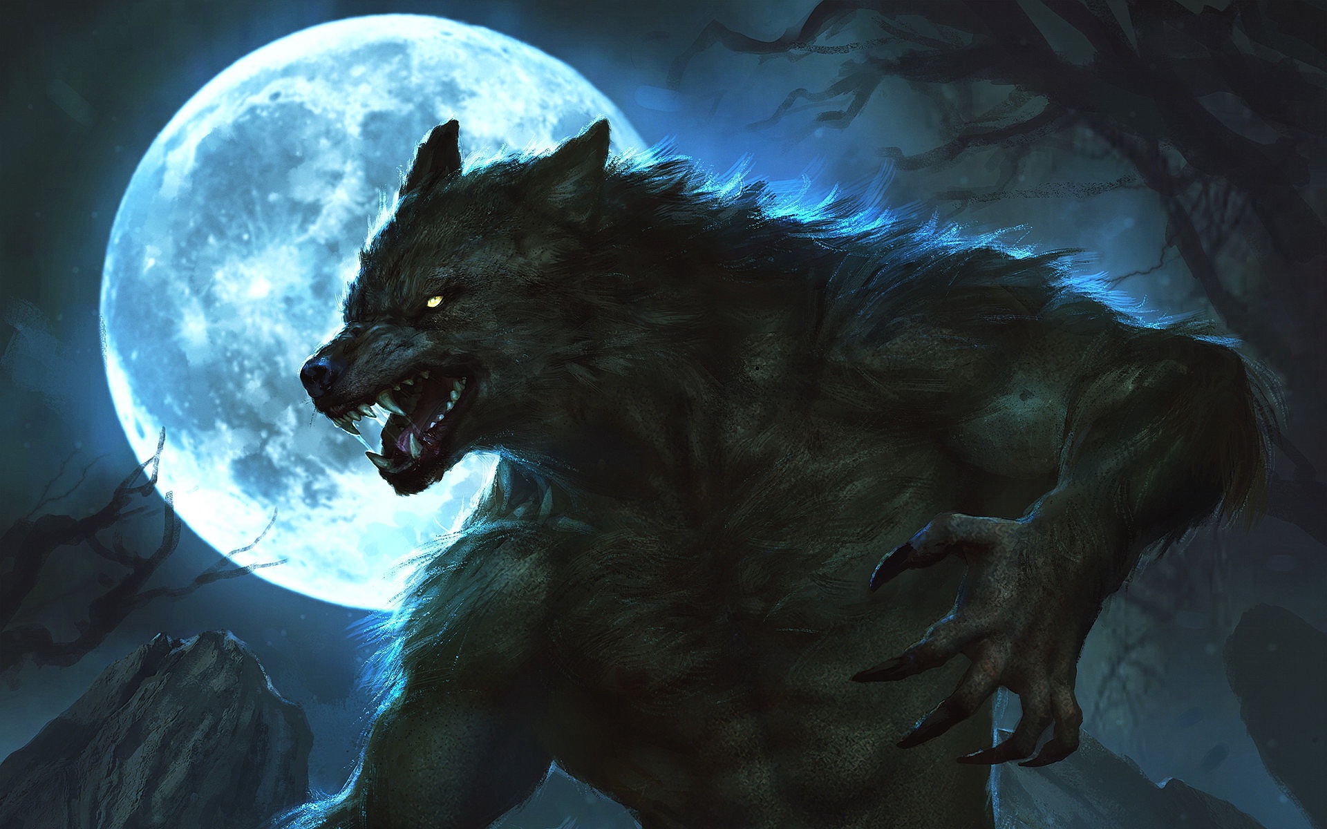 Free download wallpaper Moon, Dark, Creature, Werewolf on your PC desktop