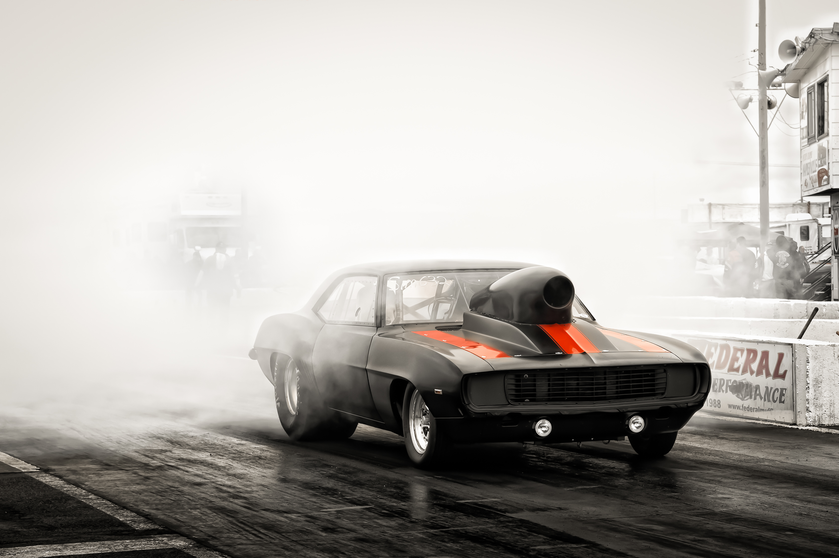 Laden Sie das Rennen, Rauch, Fahrzeuge, Schwarzes Auto, Drag Racing-Bild kostenlos auf Ihren PC-Desktop herunter