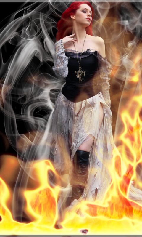 Download mobile wallpaper Fire, Smoke, Gothic, Dark for free.