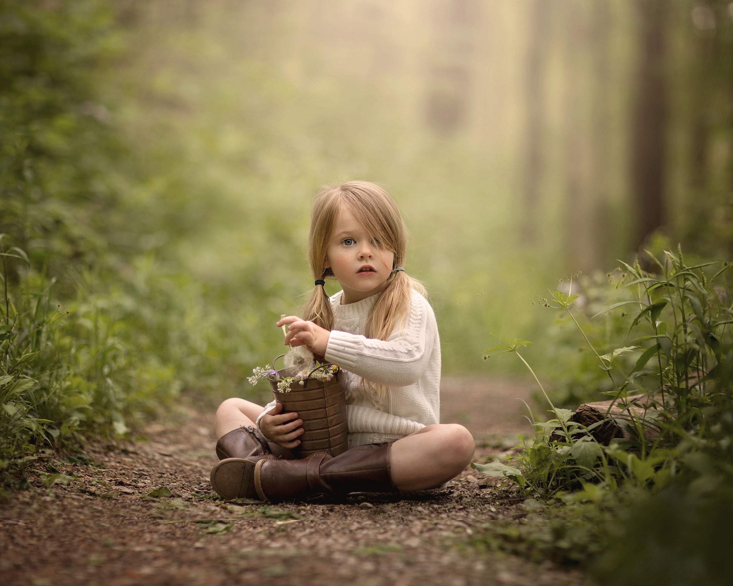 Free download wallpaper Path, Child, Blonde, Photography, Little Girl, Depth Of Field on your PC desktop