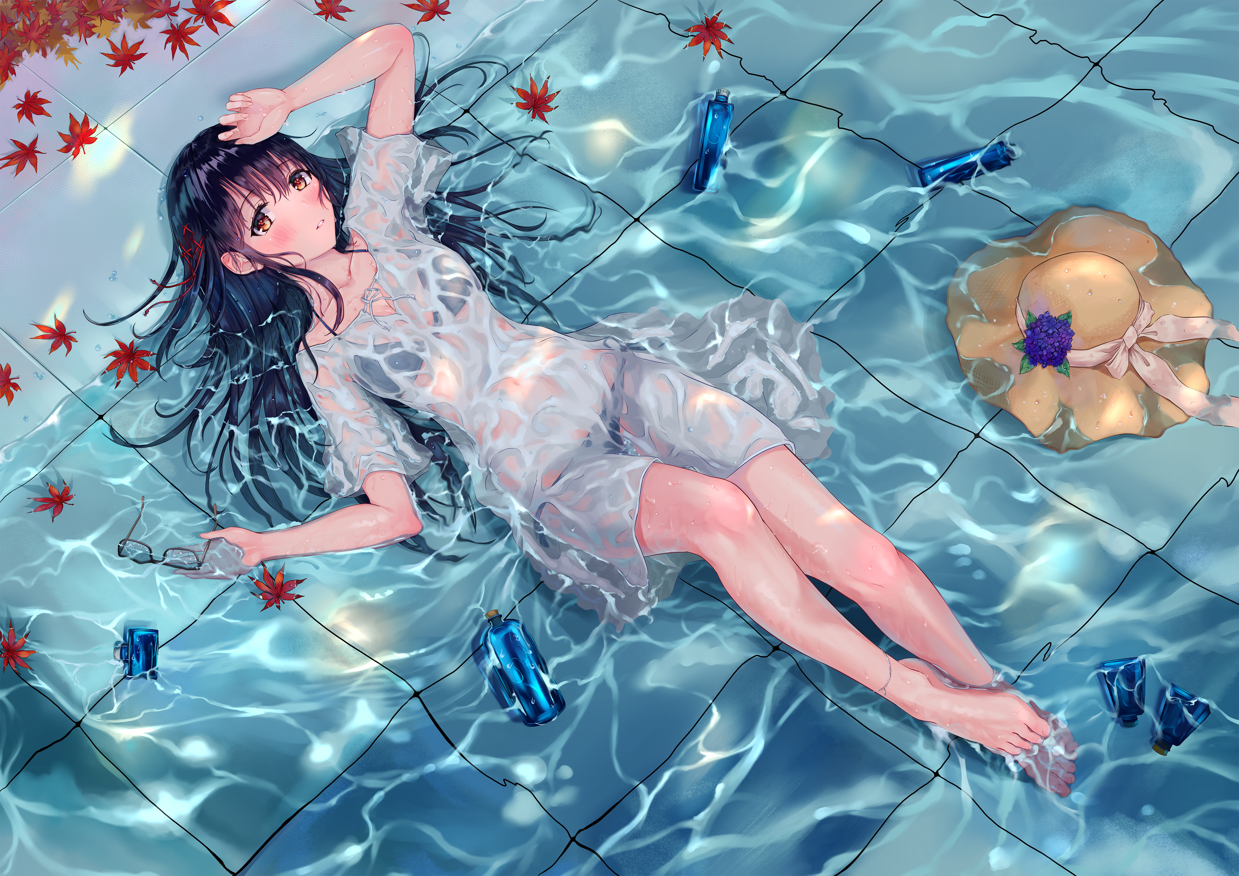 Free download wallpaper Anime, Water, Girl on your PC desktop