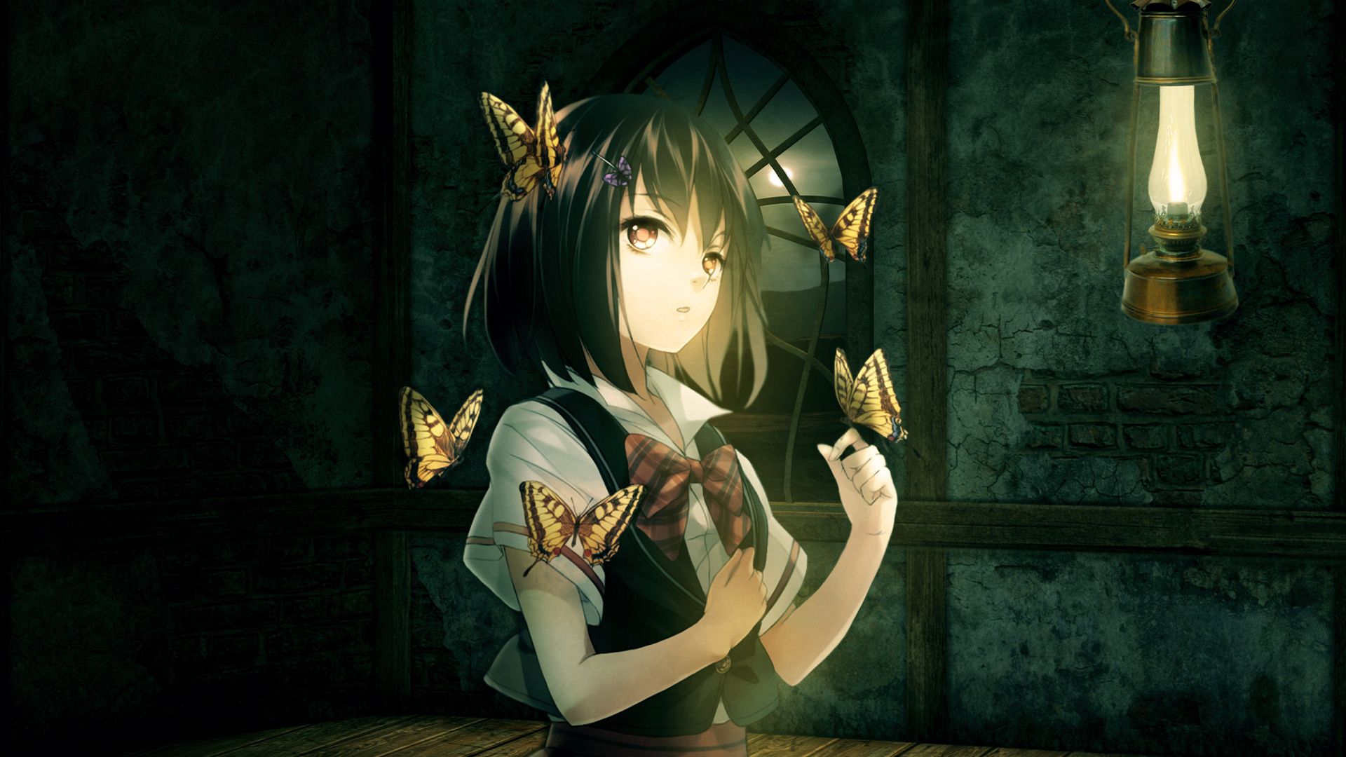 Download mobile wallpaper Anime, Butterfly, Girl, Black Hair for free.