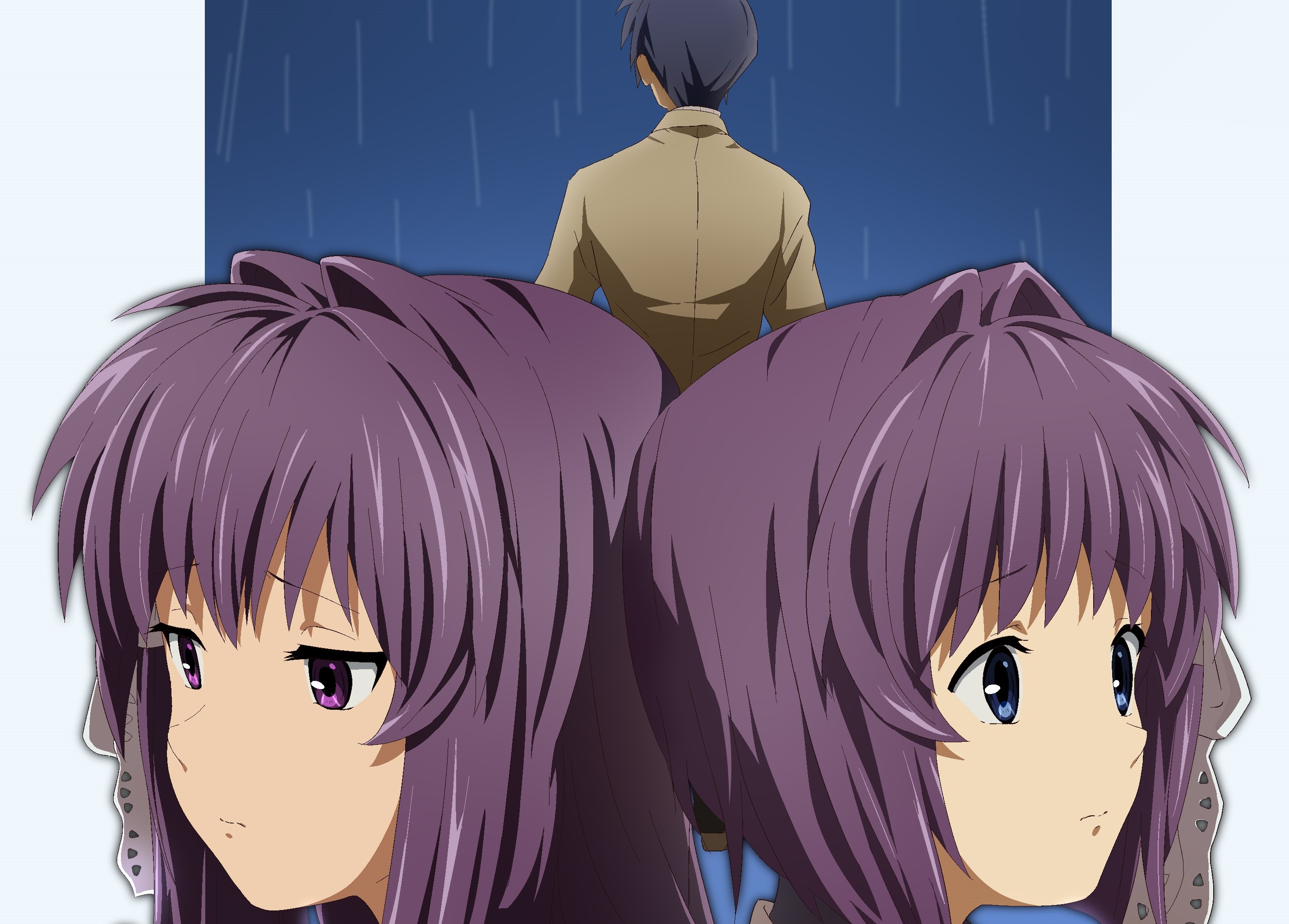 Laden Sie das Animes, Kyou Fujibayashi, Clannad, Tomoya Okazaki, Ryou Fujibayashi-Bild kostenlos auf Ihren PC-Desktop herunter