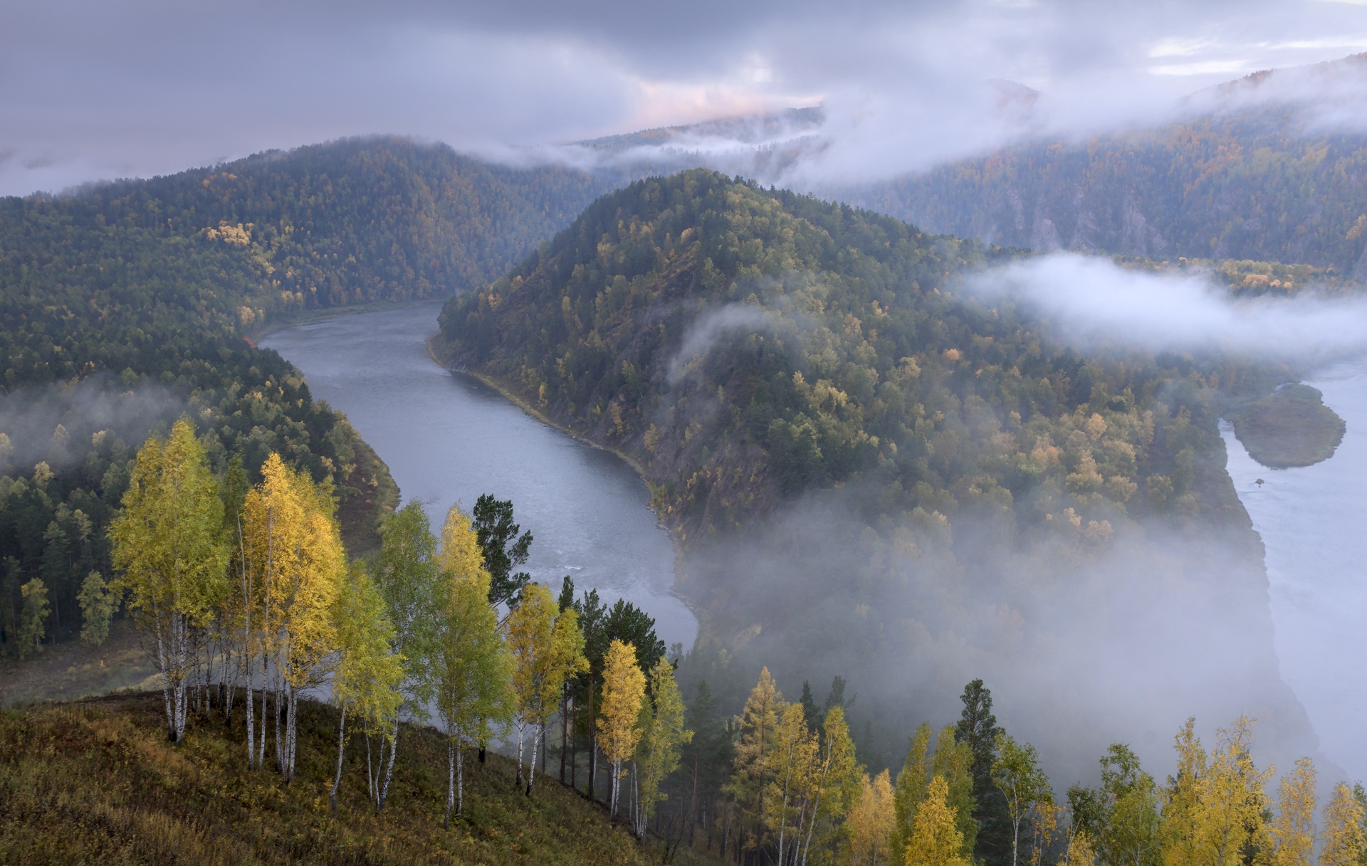 Завантажити шпалери безкоштовно Пейзаж, Природа, Річка, Туман, Земля картинка на робочий стіл ПК