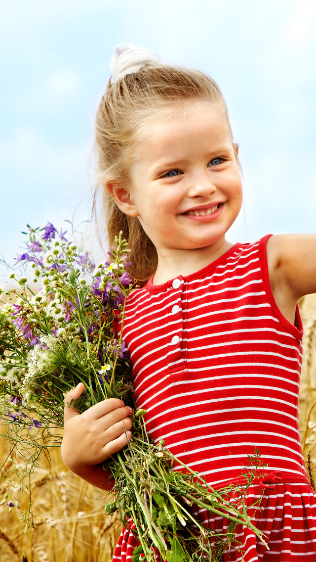 Download mobile wallpaper Wheat, Flower, Child, Cute, Photography for free.