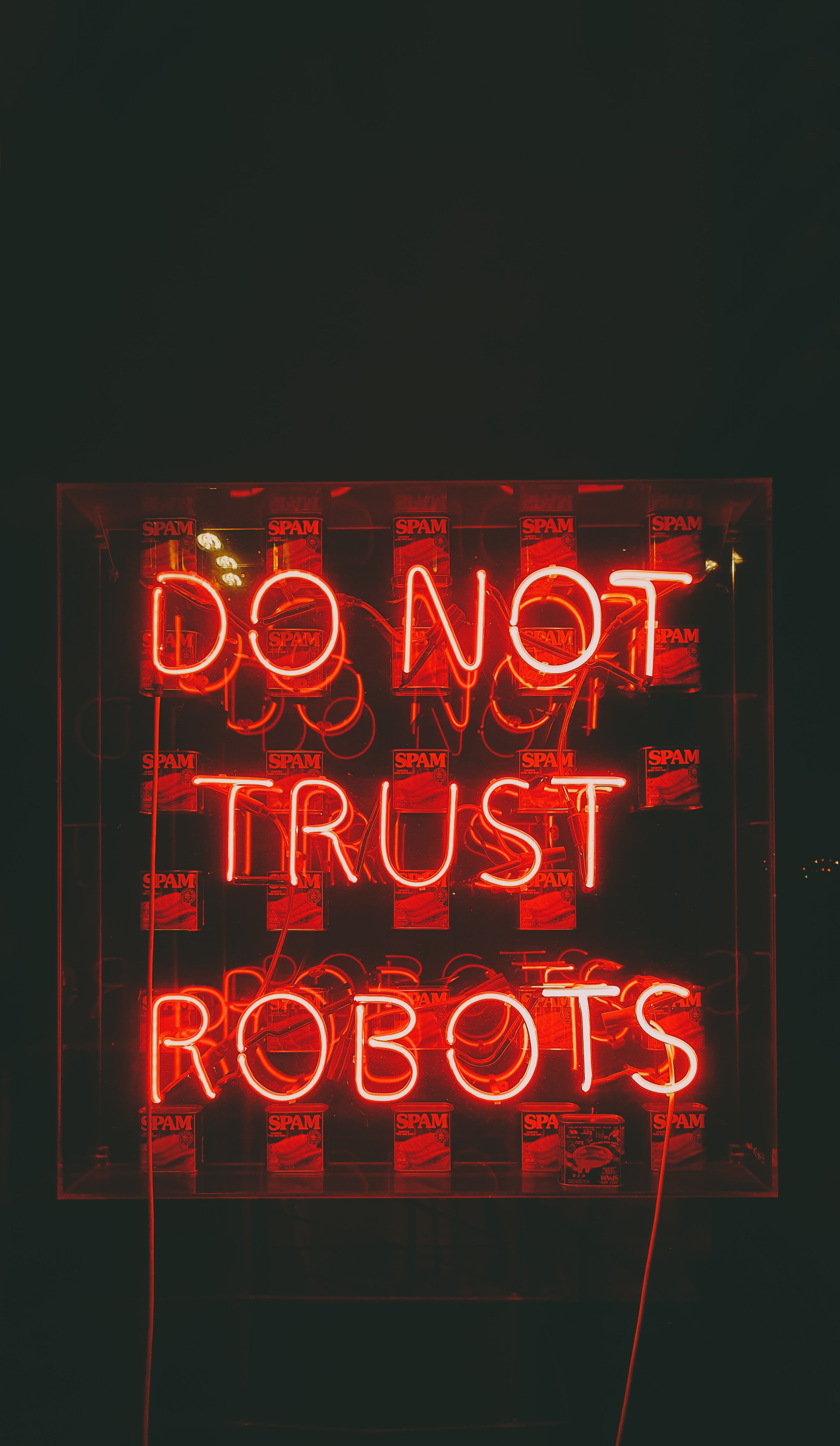 120613 baixar papel de parede robots, vermelho, as palavras, palavras, néon, texto, confiança, confiar - protetores de tela e imagens gratuitamente