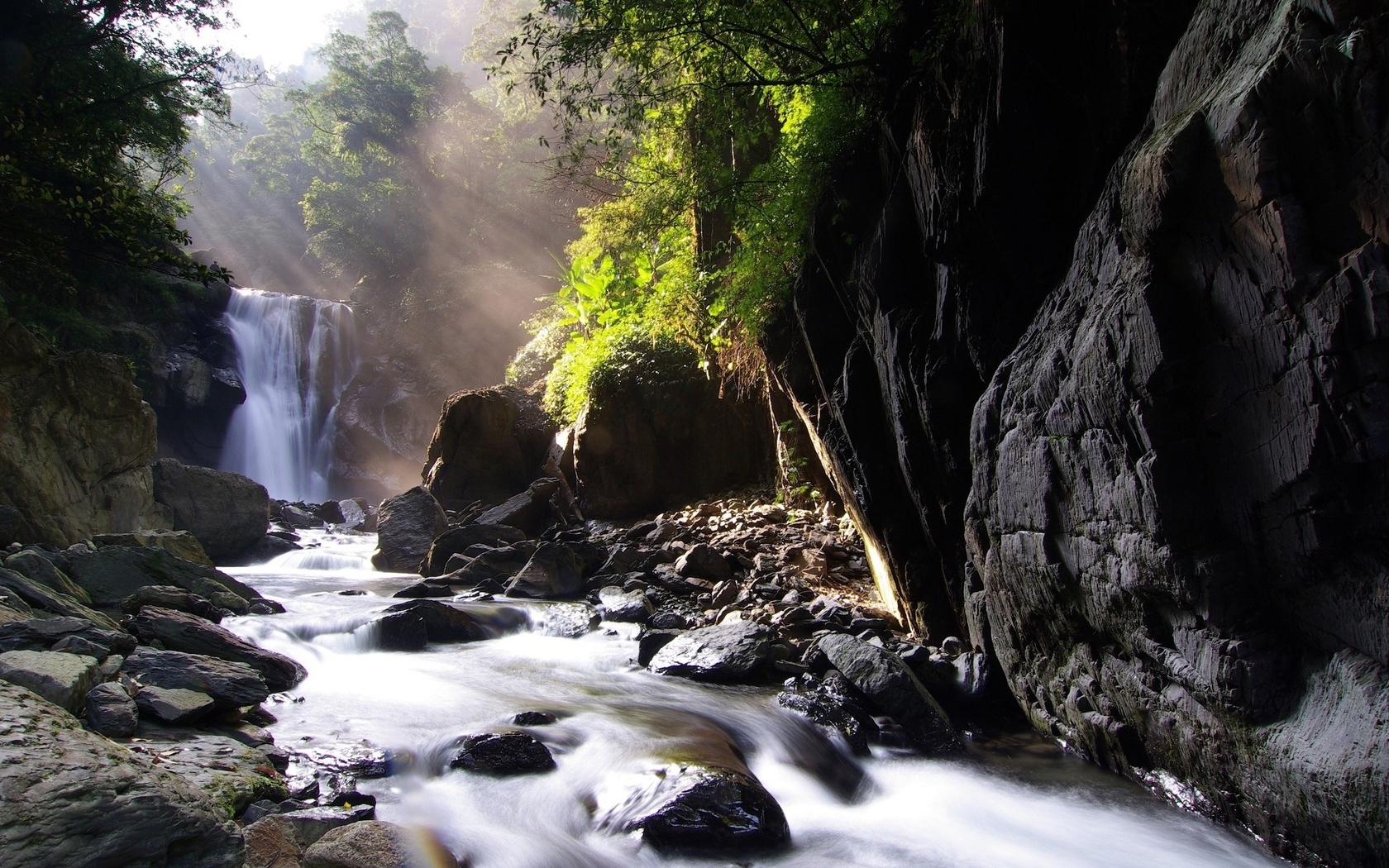 無料モバイル壁紙川, 滝, 風景をダウンロードします。