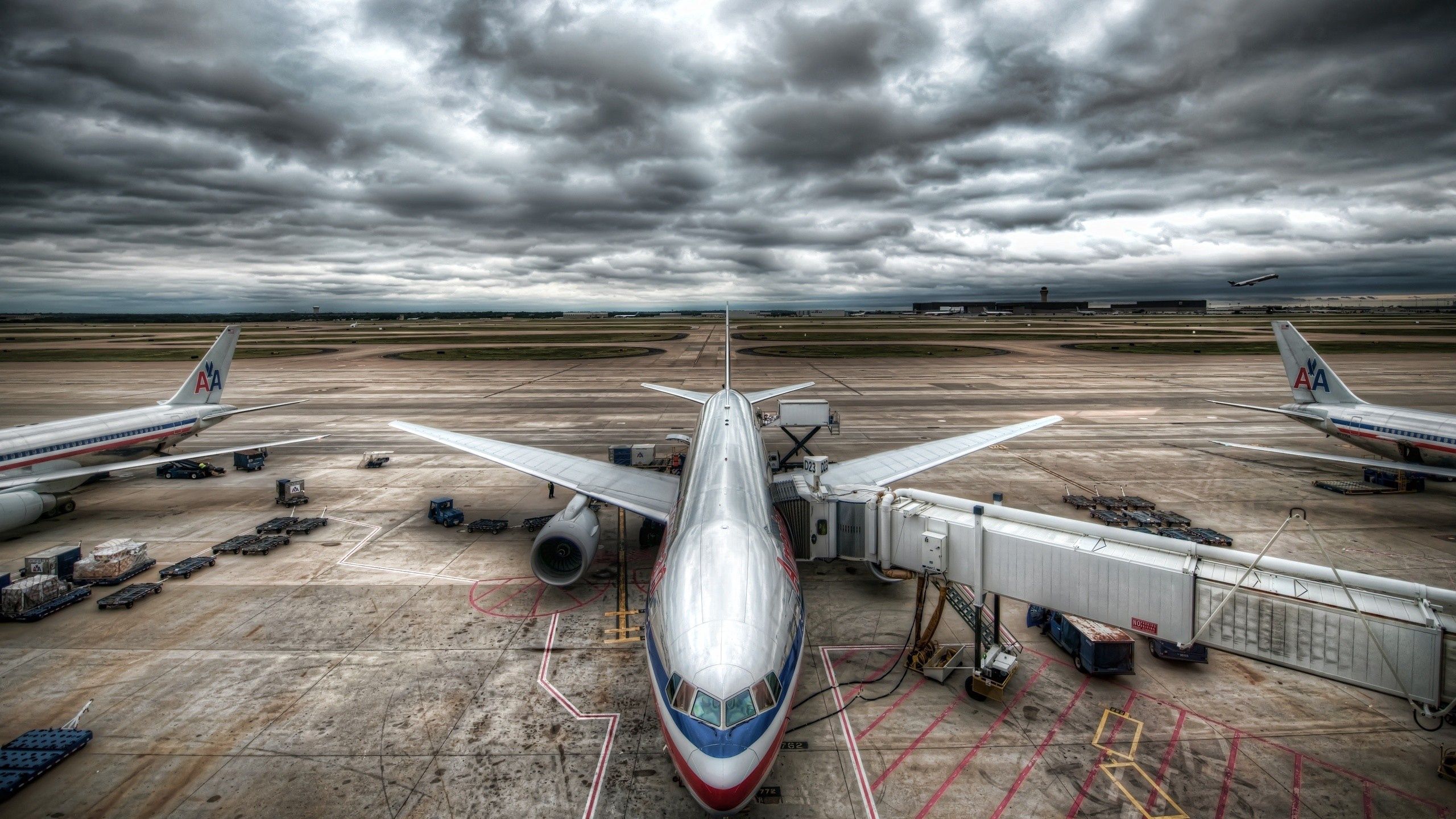 airplane, plane, airport, sky, clouds, miscellanea, miscellaneous, hdr