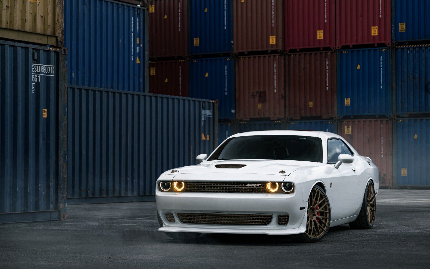 dodge challenger, cars, white, front view