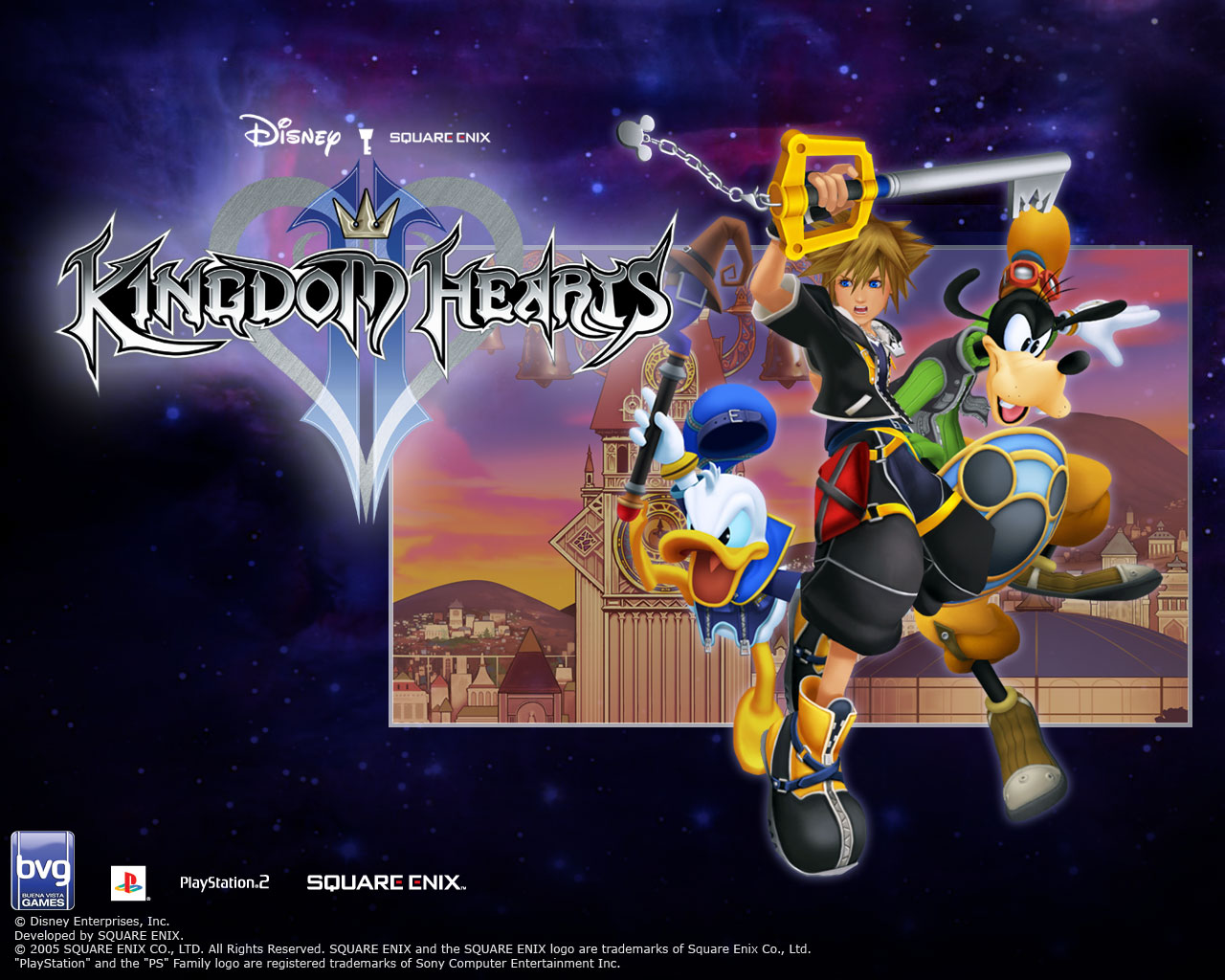 video game, donald duck, goofy, keyblade, sora (kingdom hearts), kingdom hearts