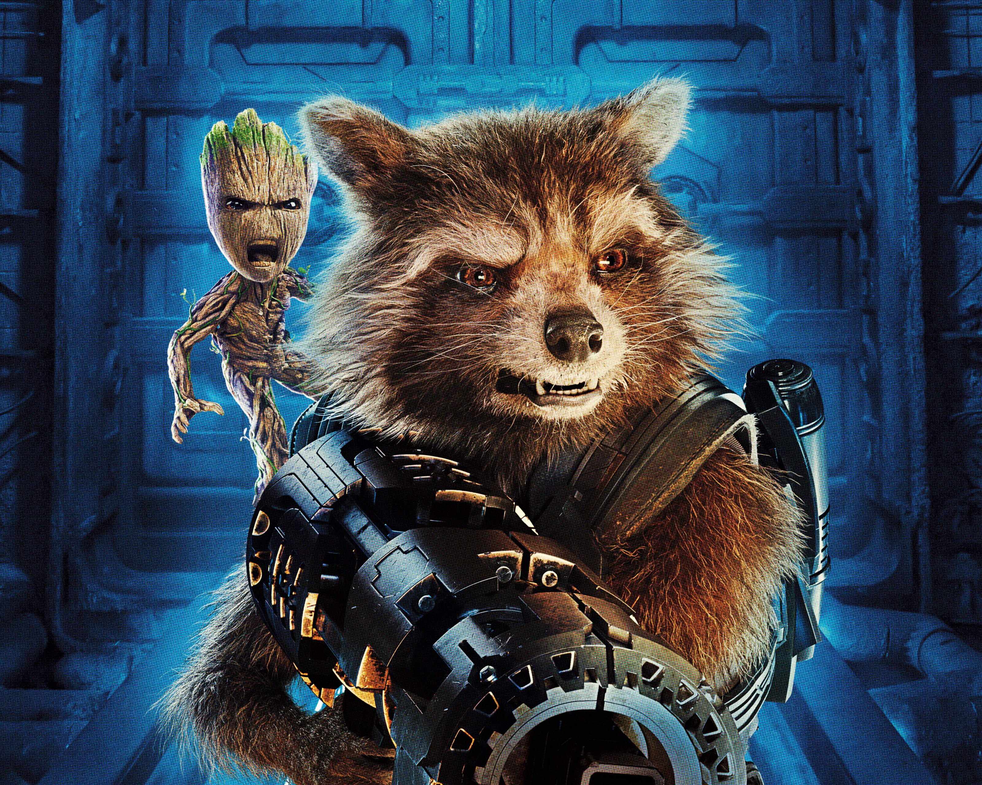 Laden Sie das Filme, Raketen Waschbär, Groot, Guardians Of The Galaxy Vol 2-Bild kostenlos auf Ihren PC-Desktop herunter
