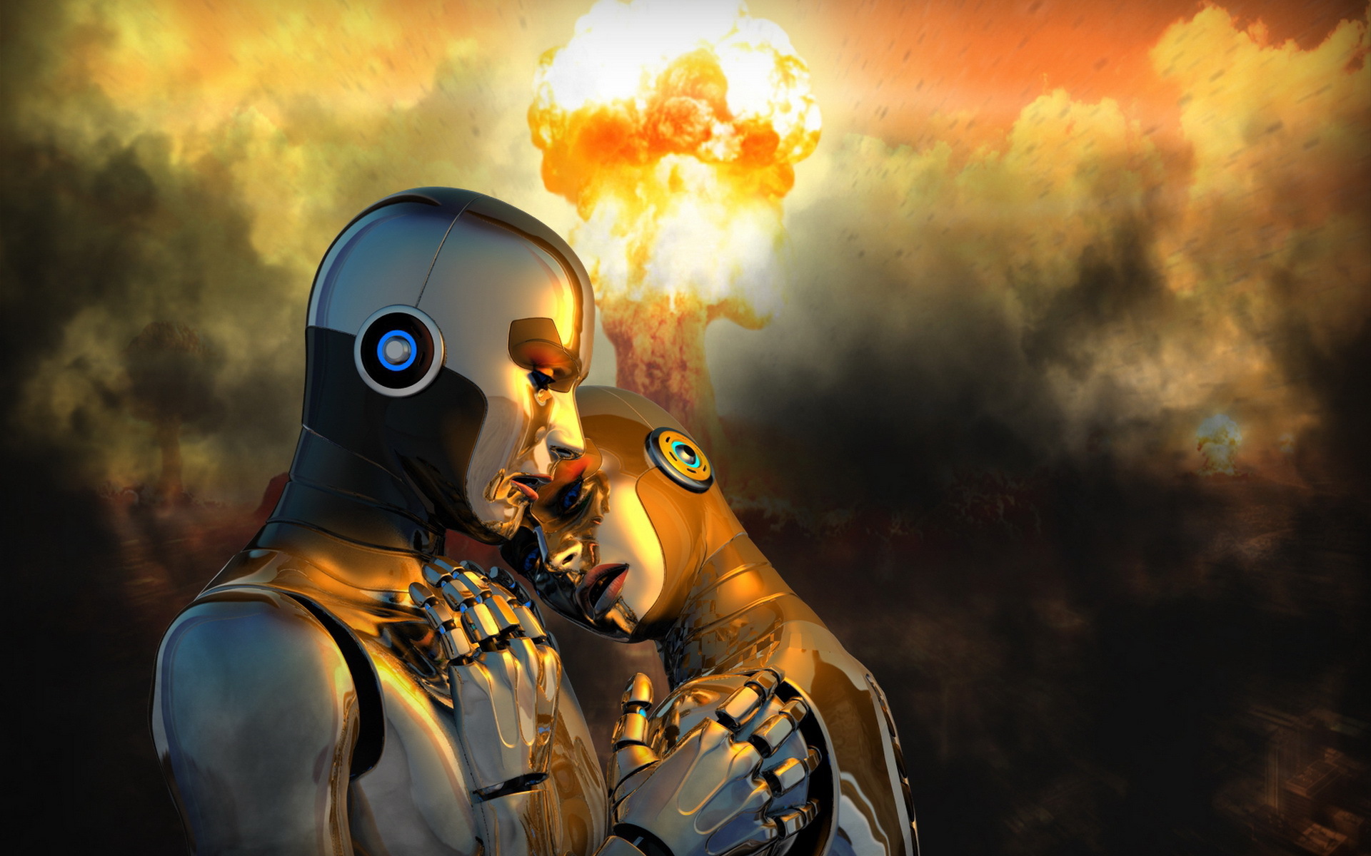 Free download wallpaper Love, Sci Fi, Cyborg on your PC desktop