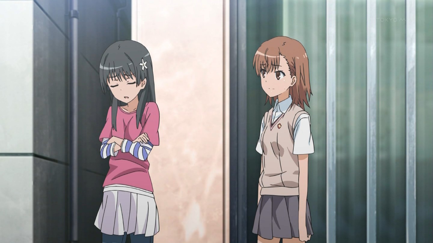 anime, a certain scientific railgun, brown eyes, brown hair, mikoto misaka, ruiko saten, school uniform, short hair