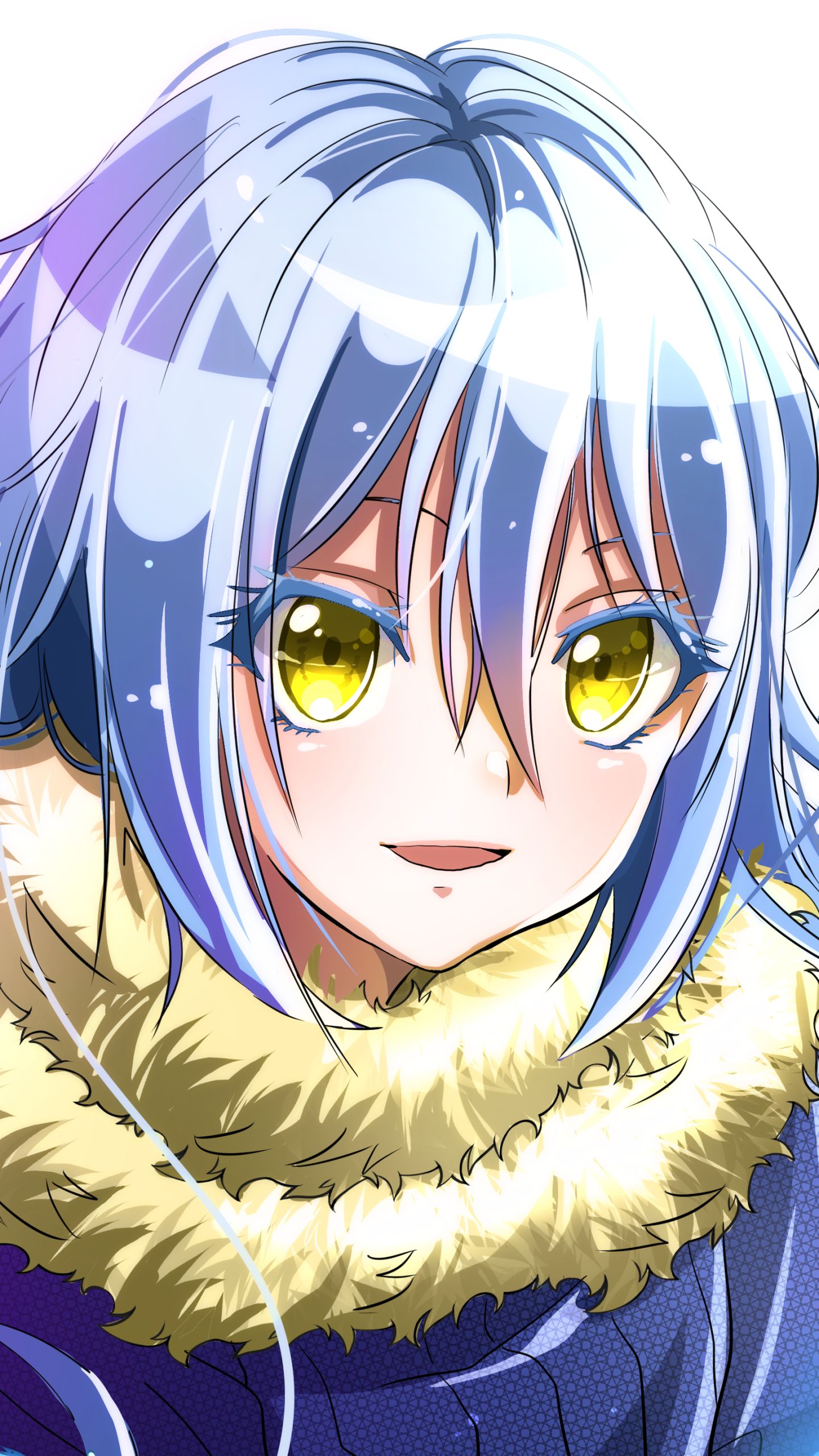 Download mobile wallpaper Anime, Face, Yellow Eyes, Blue Hair, Rimuru Tempest, That Time I Got Reincarnated As A Slime for free.