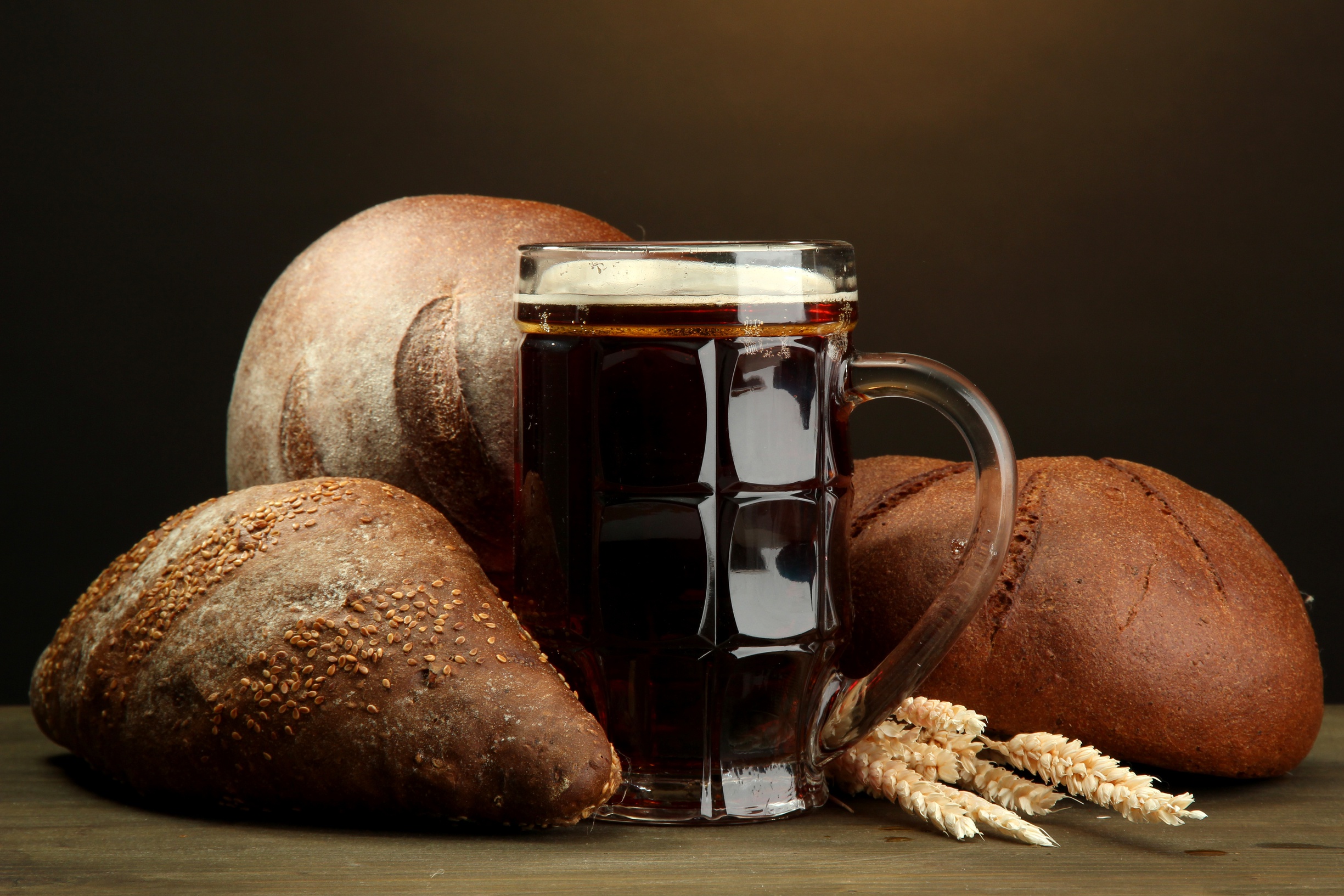 Download mobile wallpaper Food, Beer, Still Life, Glass, Drink, Bread, Alcohol for free.