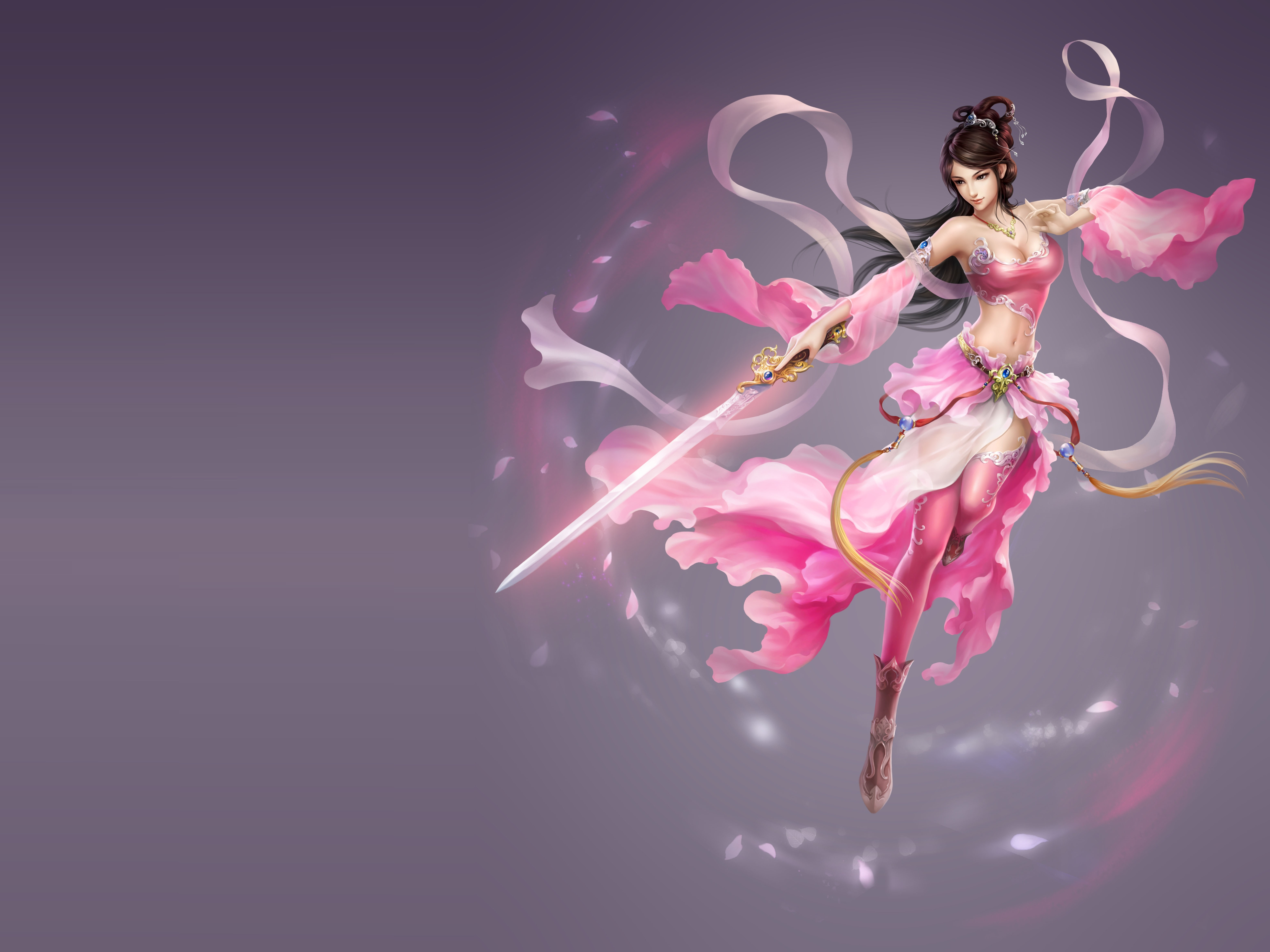 PCデスクトップにファンタジー, ピンク, 剣, 女戦士画像を無料でダウンロード
