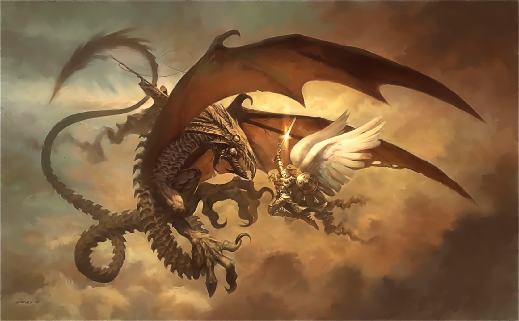 178839 скачать обои дракон, фэнтези, ангел, битва, драконий всадник, виверн - заставки и картинки бесплатно