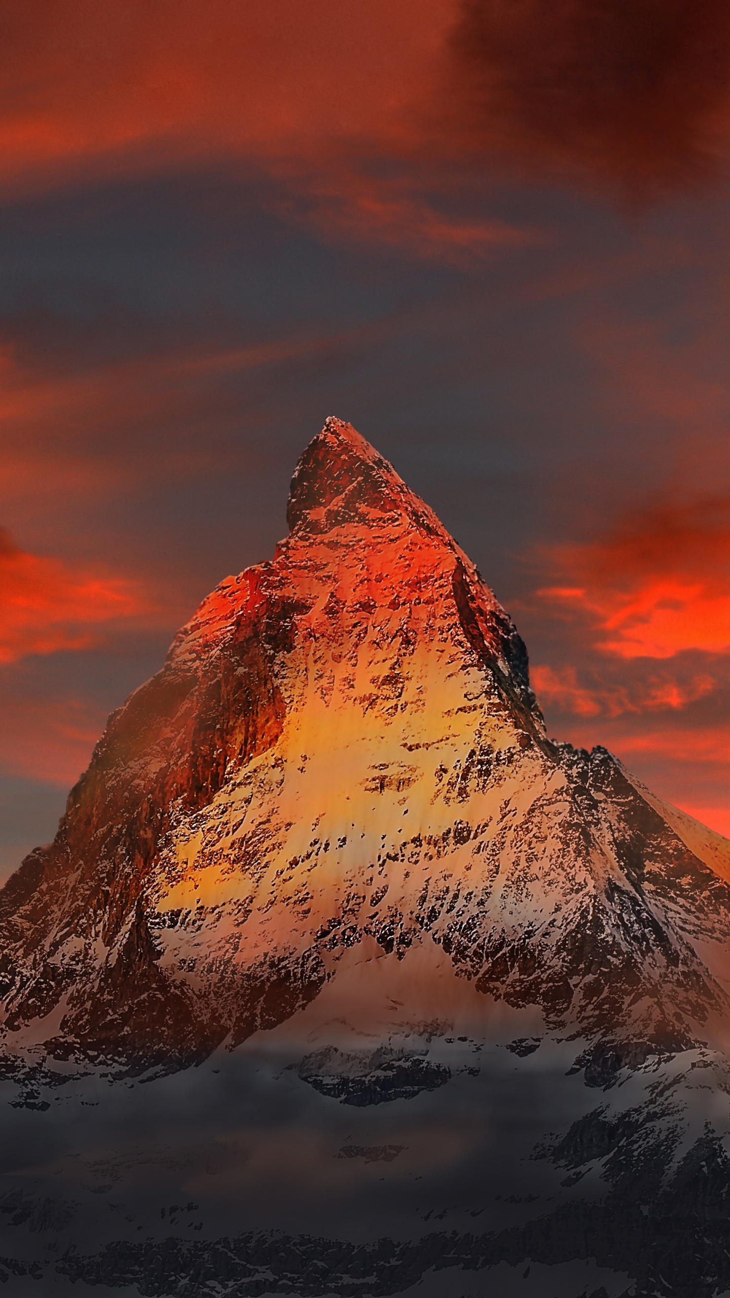Download mobile wallpaper Nature, Sunset, Mountains, Italy, Mountain, Peak, Earth, Cliff, Cloud, Matterhorn for free.