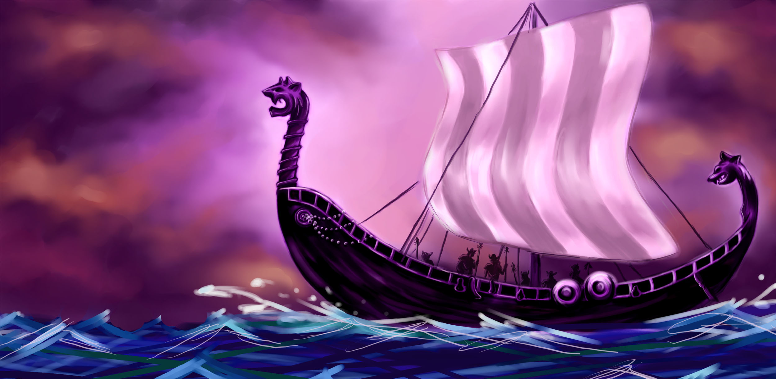 245969 Hintergrundbild herunterladen fantasie, schiff, vikinger - Bildschirmschoner und Bilder kostenlos