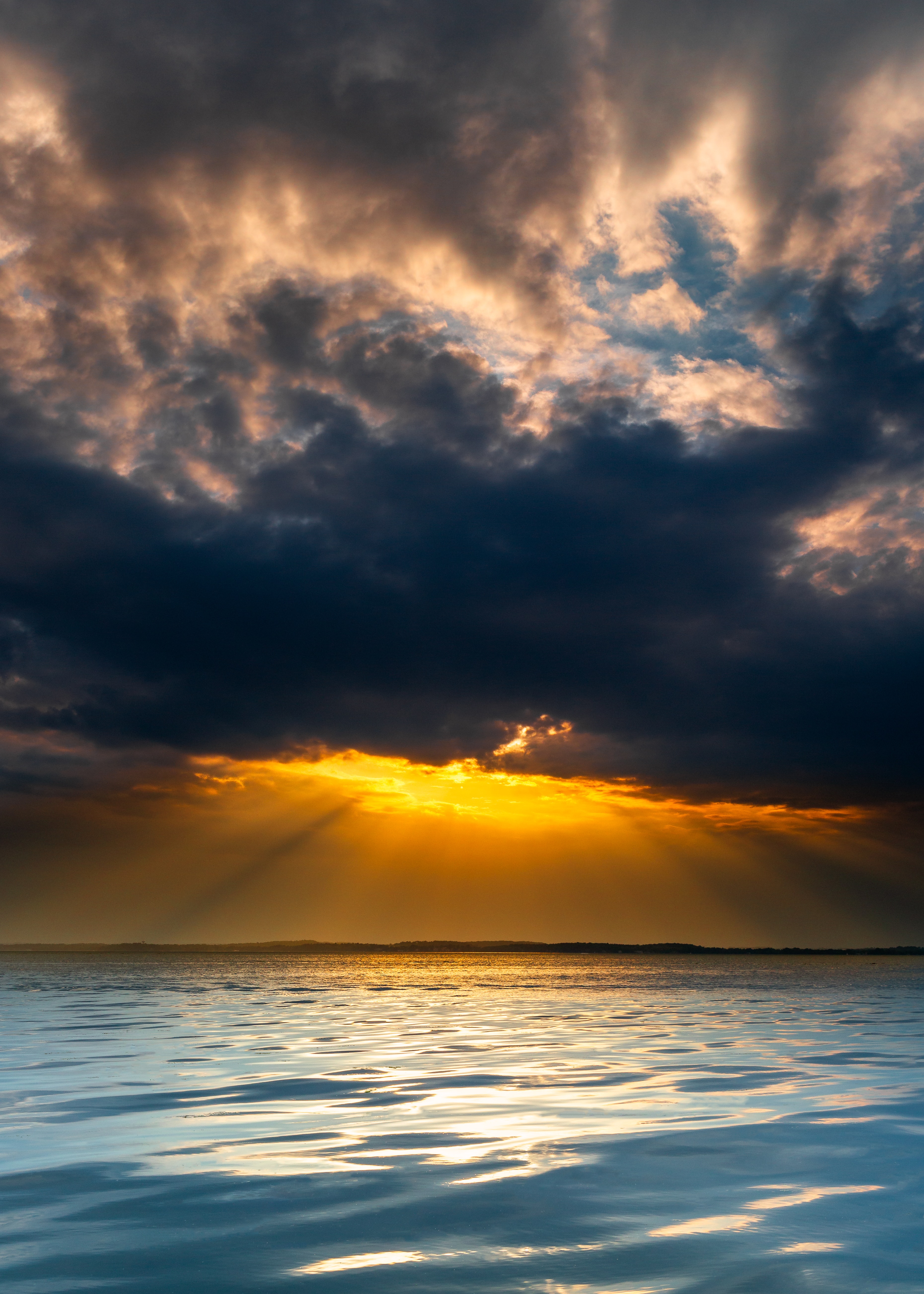 Laden Sie das Sunset, Horizont, See, Clouds, Natur, Sonnenlicht-Bild kostenlos auf Ihren PC-Desktop herunter